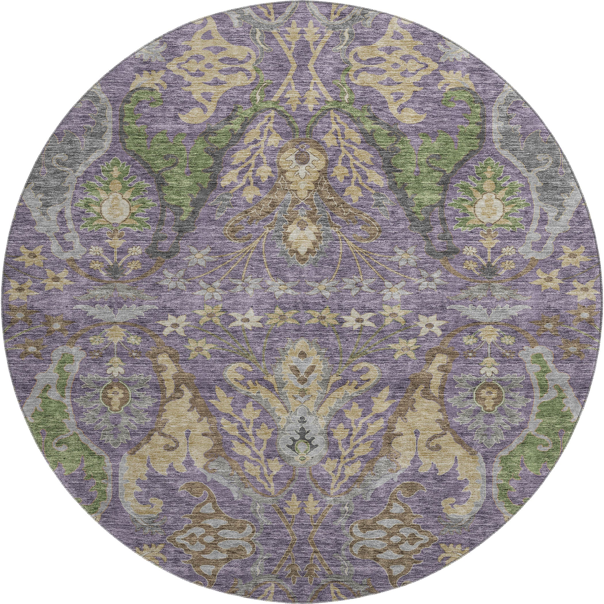 Tallinn Machine Washable Transitional Purple Rug 8' x 8' #shape_Round