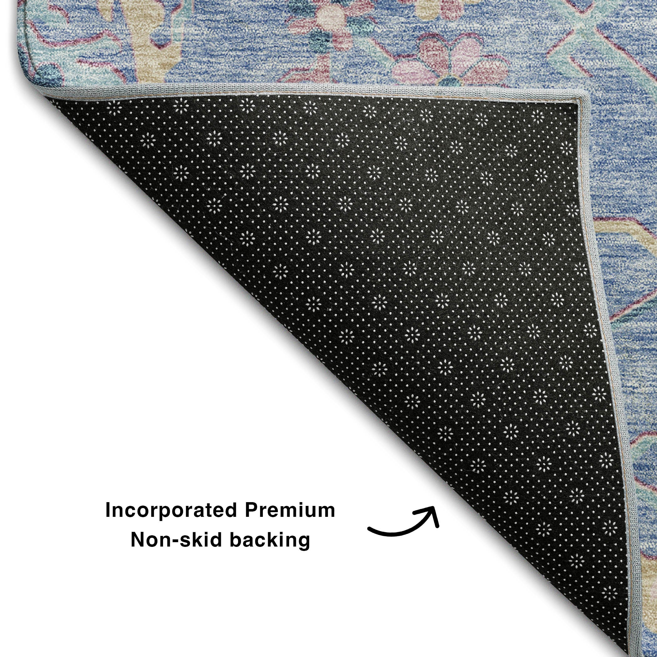 Porto Machine Washable Transitional Blue Rug 1'8" x 2'6" #shape_Rectangle