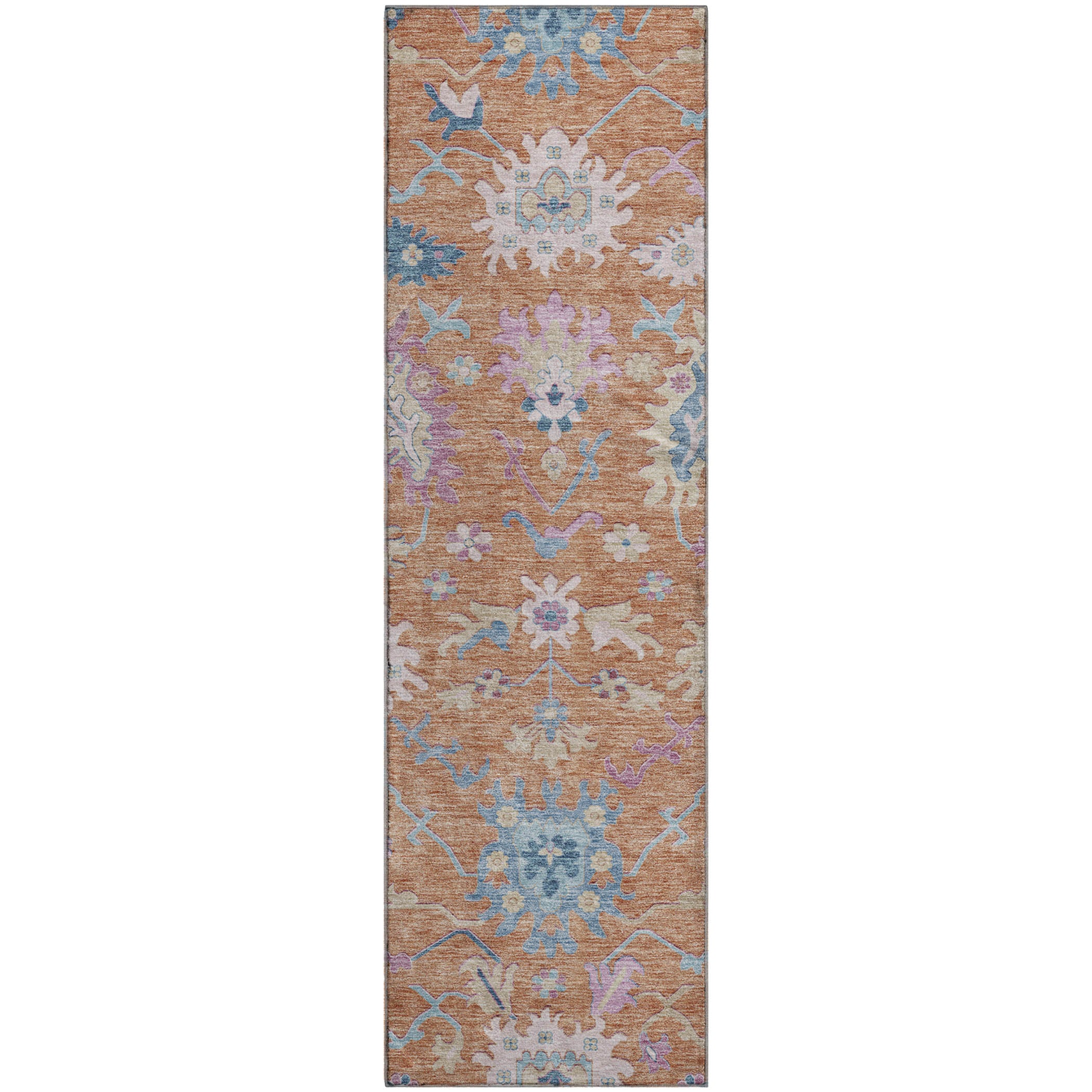 Porto Machine Washable Transitional Orange Rug 2'3" x 7'6" #shape_Runner