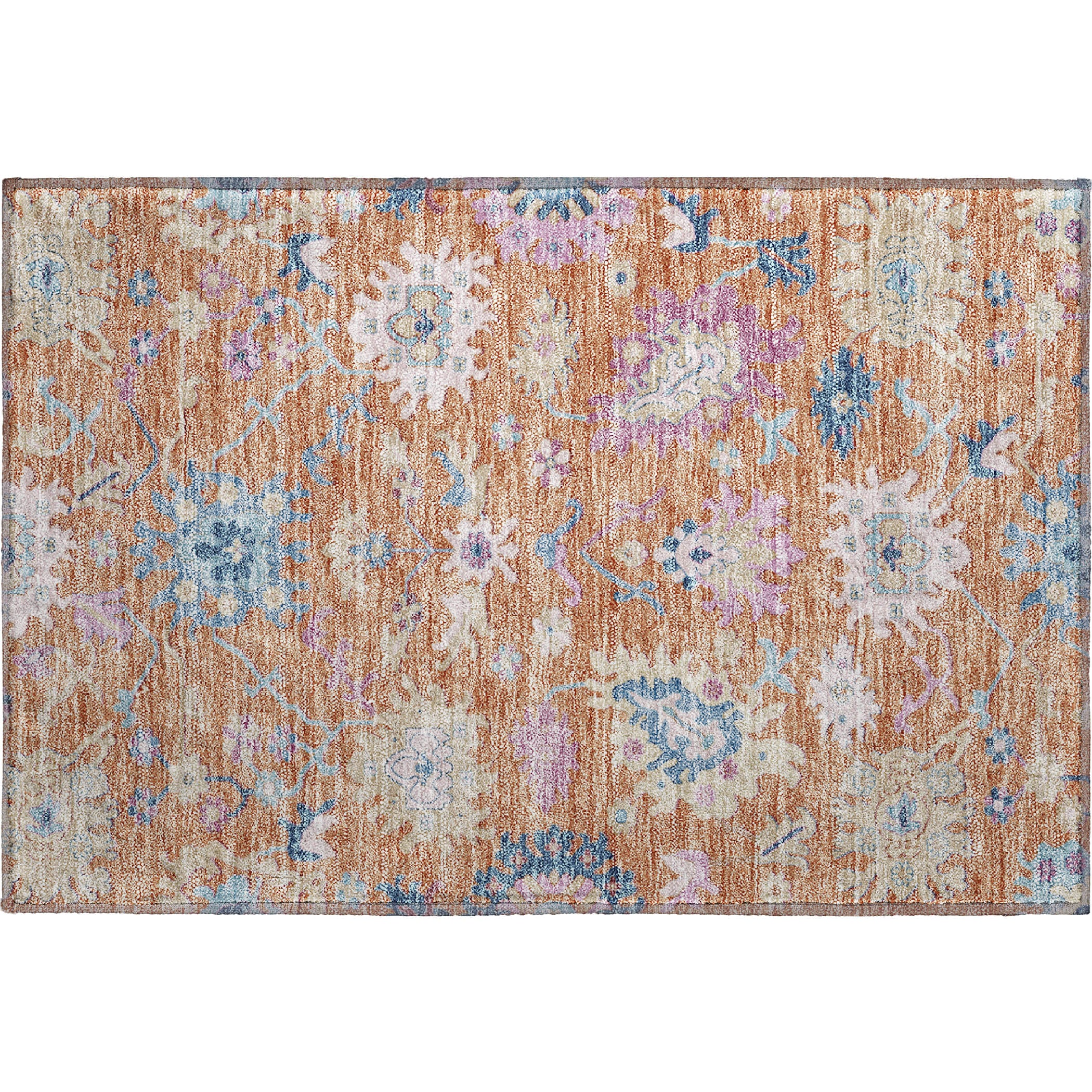 Porto Machine Washable Transitional Orange Rug 1'8" x 2'6" #shape_Rectangle