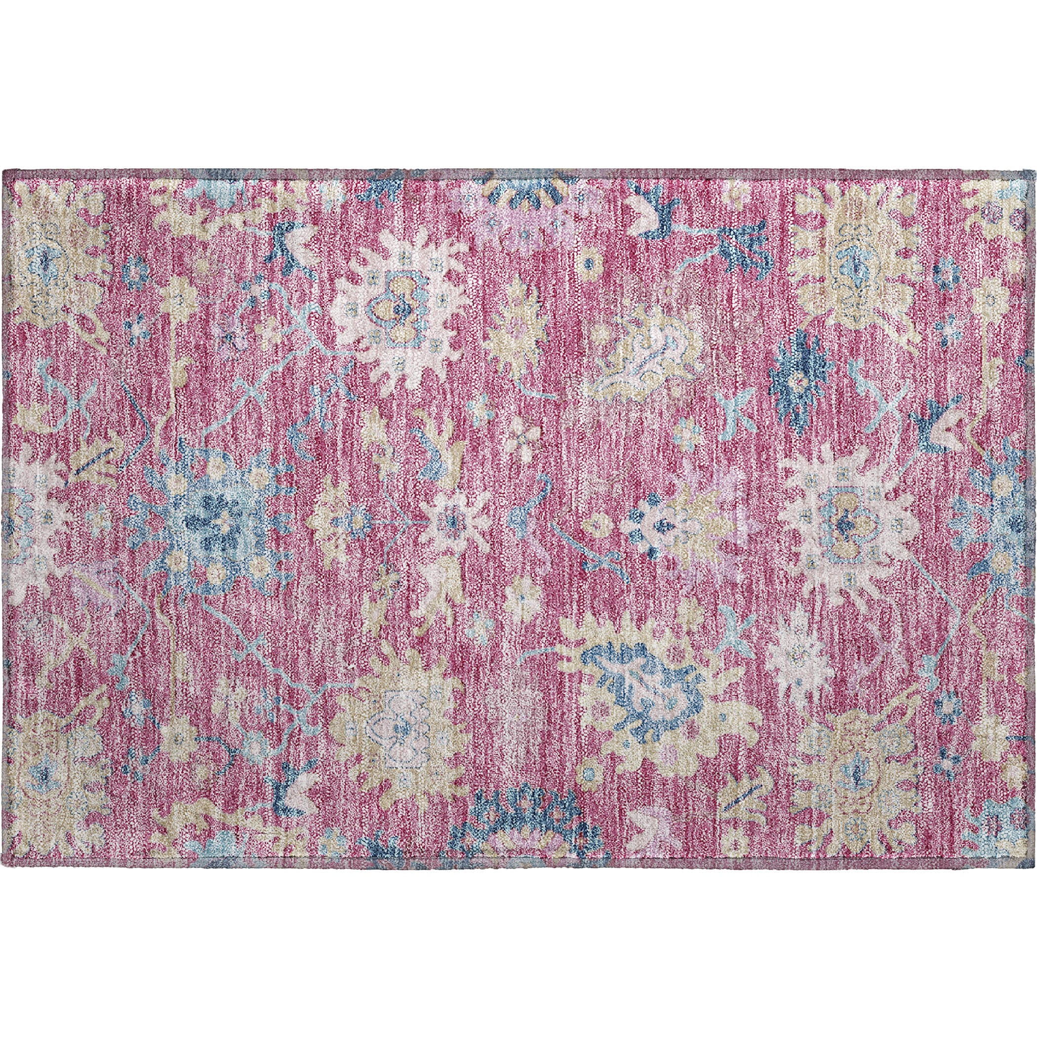 Porto Machine Washable Transitional Pink Rug 1'8" x 2'6" #shape_Rectangle