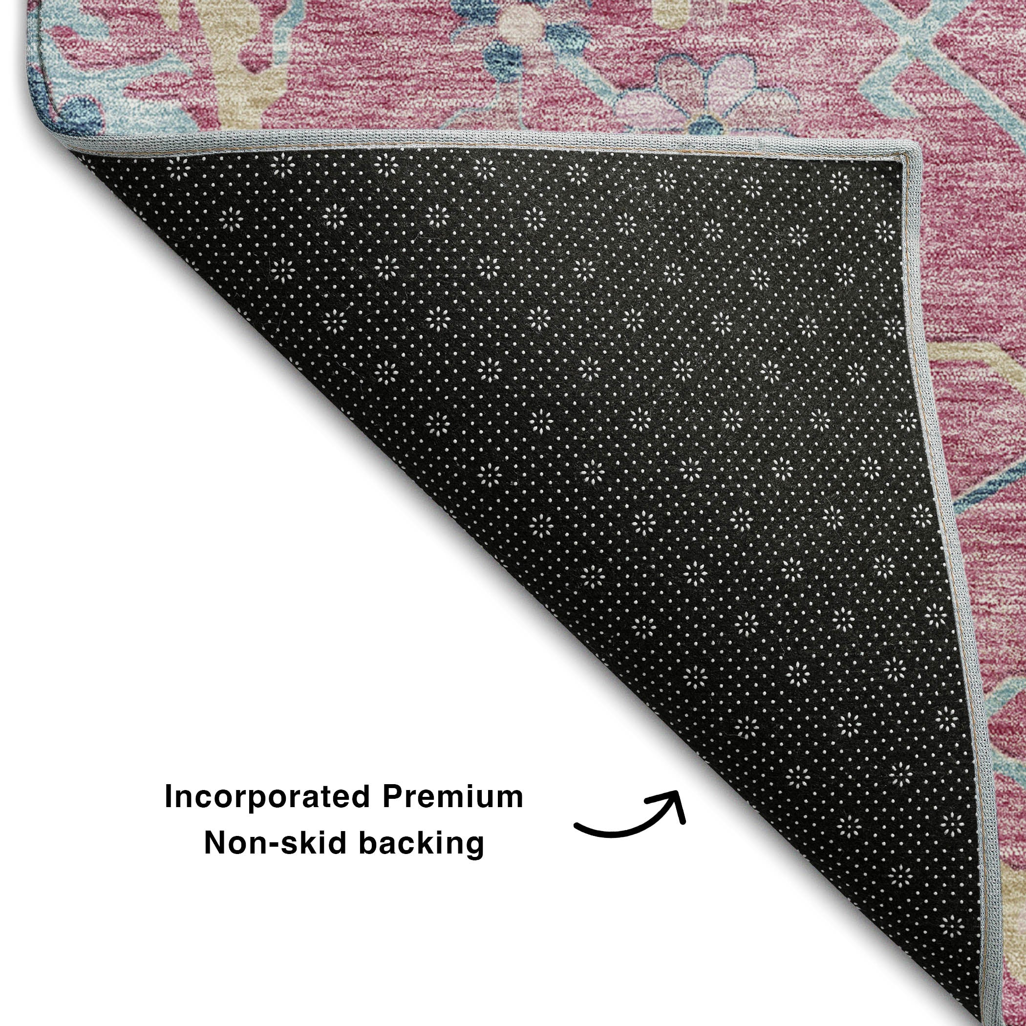 Porto Machine Washable Transitional Pink Rug 1'8" x 2'6" #shape_Rectangle