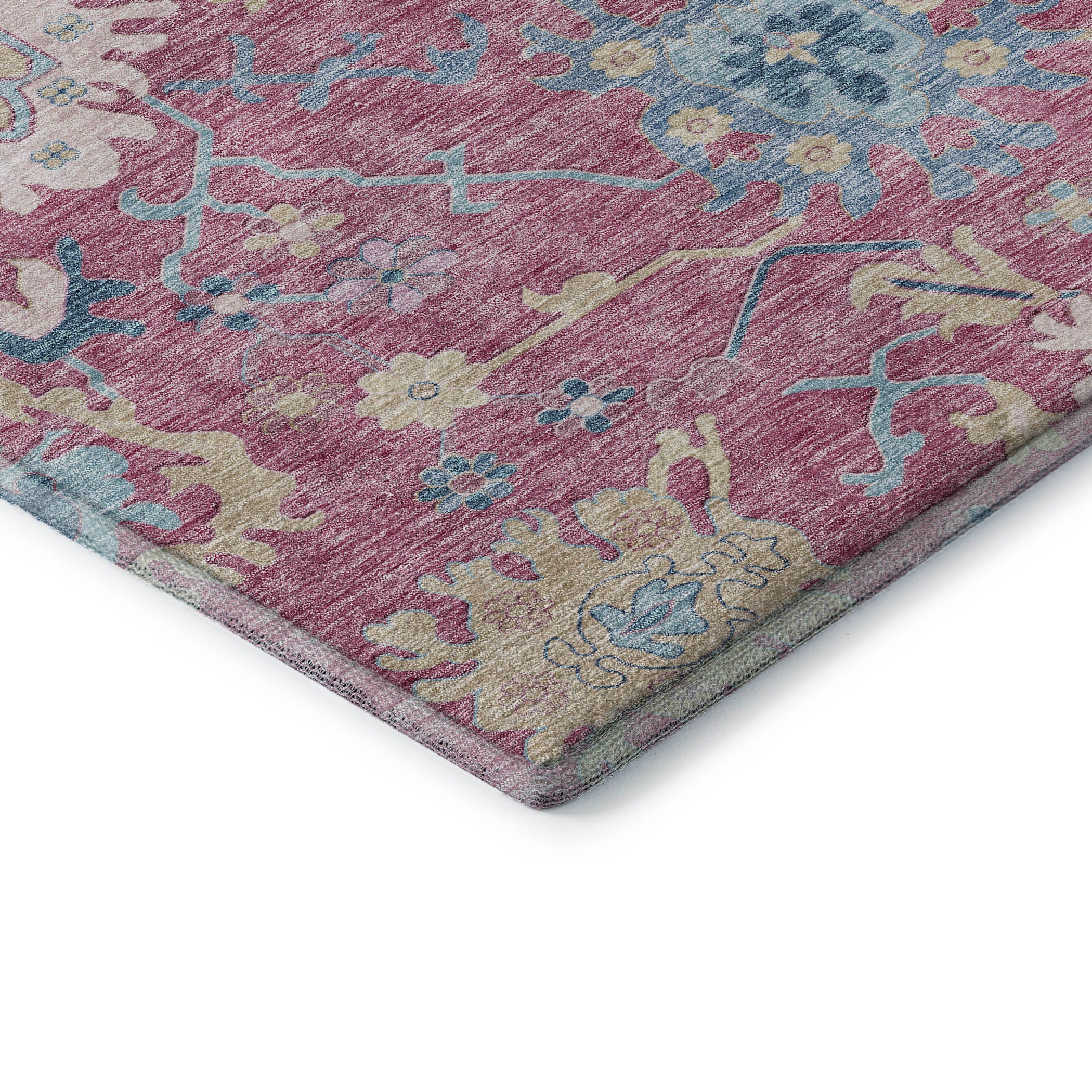 Porto Machine Washable Transitional Pink Rug 1'8" x 2'6" #shape_Rectangle