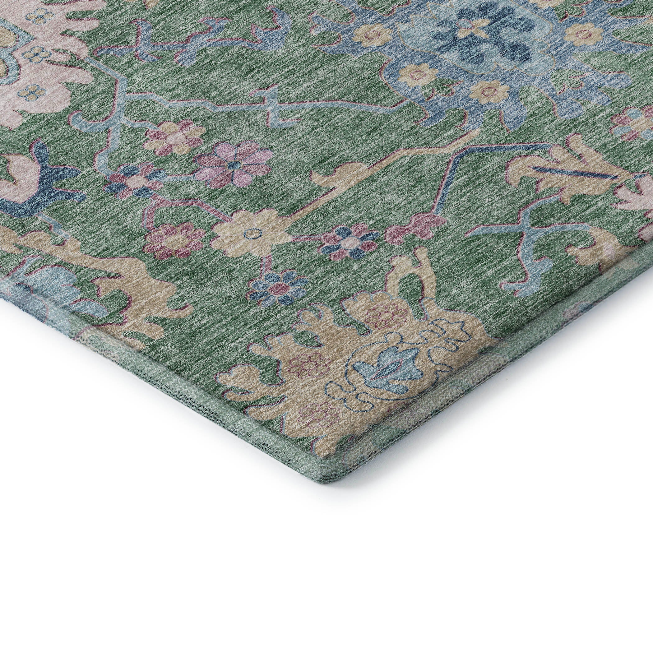 Porto Machine Washable Transitional Sage Green Rug 1'8" x 2'6" #shape_Rectangle
