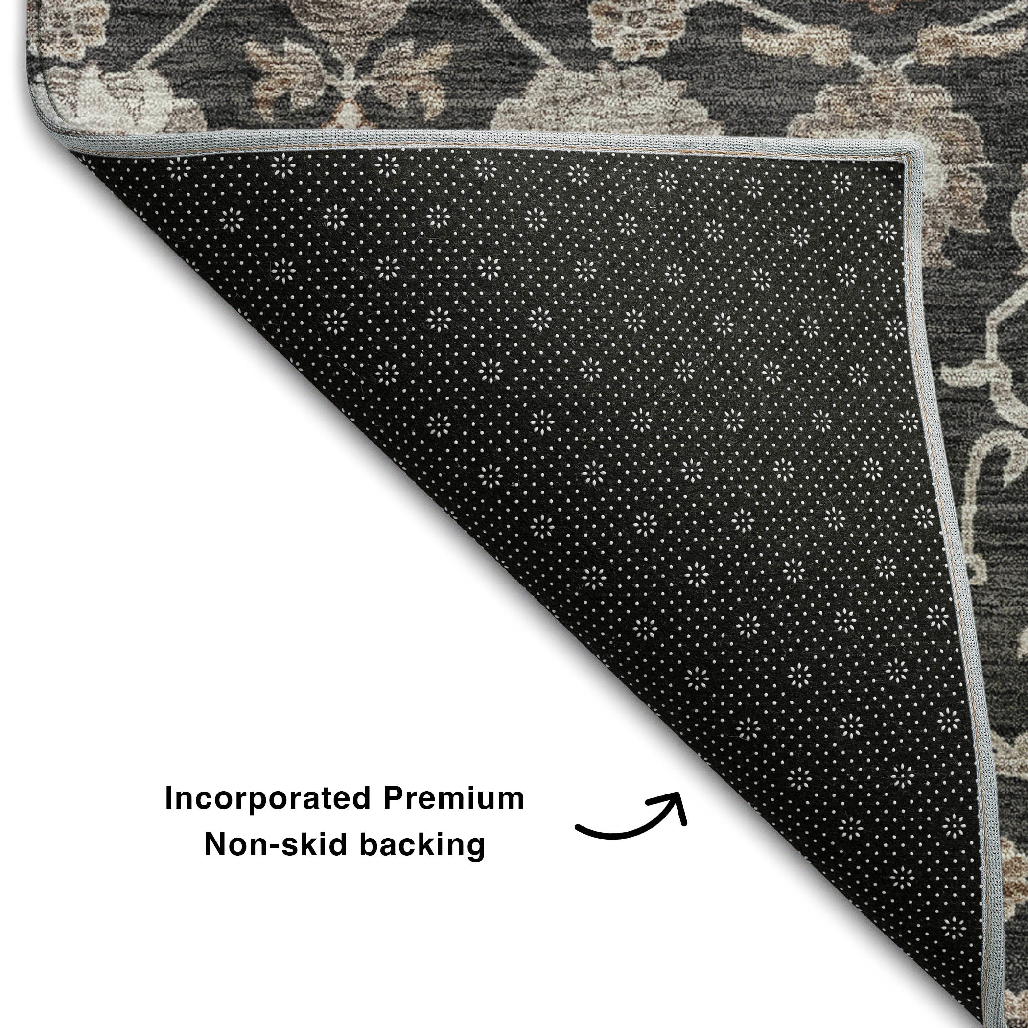 Zanzibar Machine Washable Transitional Black Rug 1'8" x 2'6" #shape_Rectangle