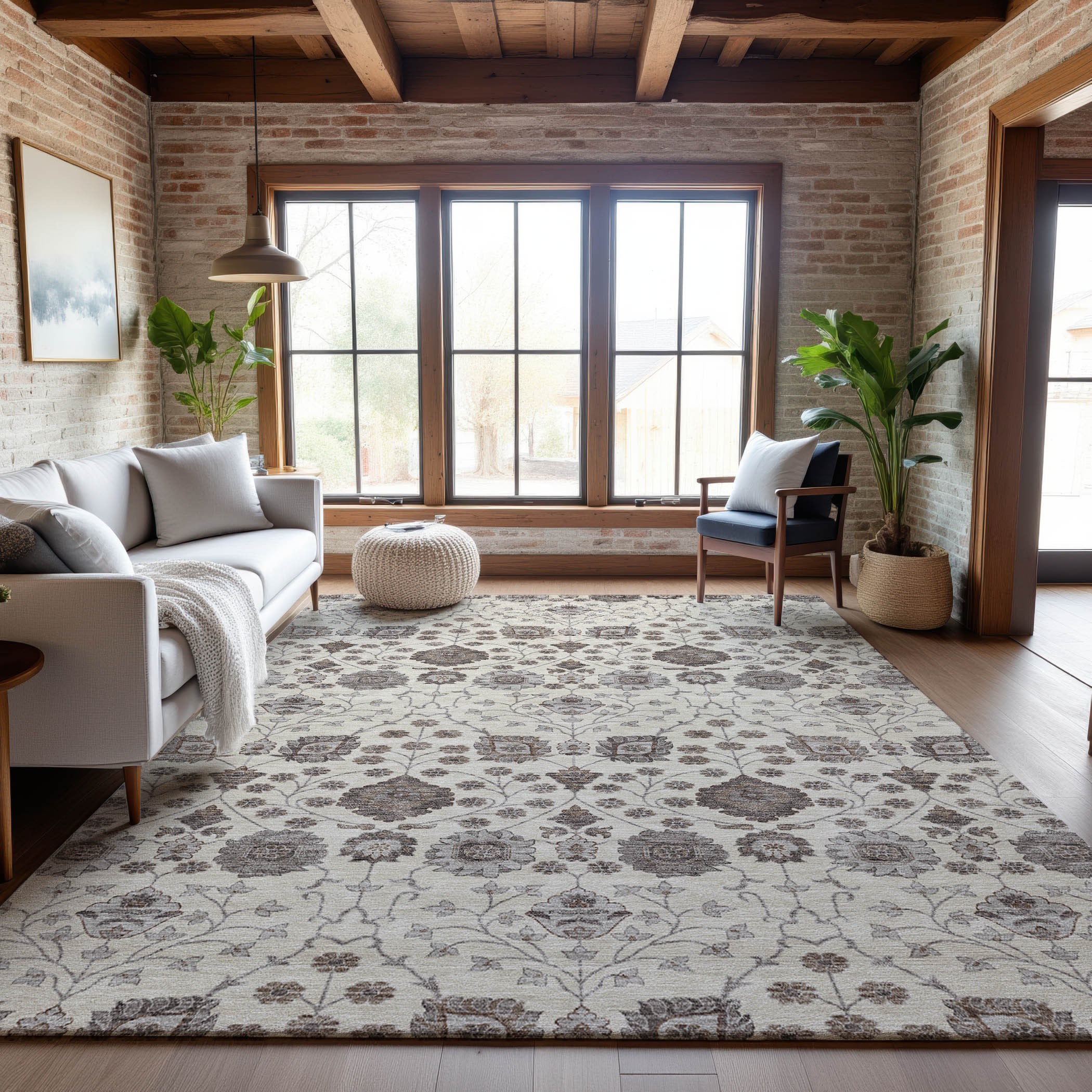 Zanzibar Machine Washable Transitional Ivory Rug 2'6" x 3'10" #shape_Rectangle