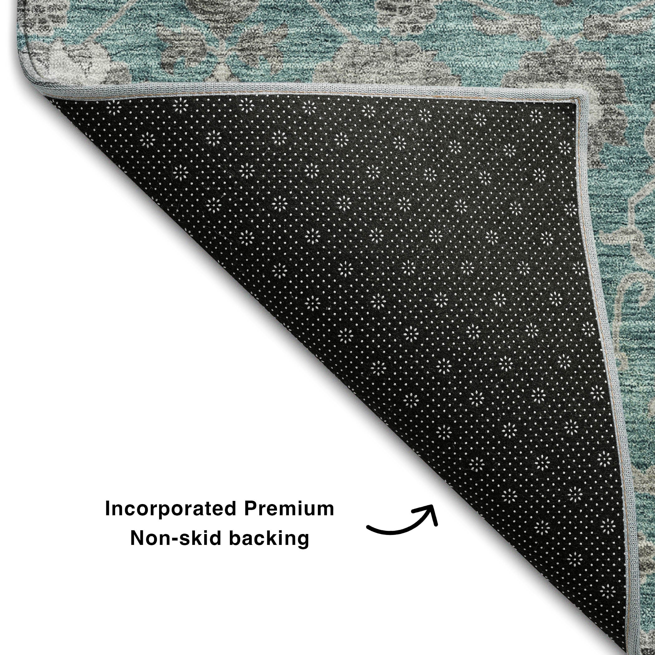 Zanzibar Machine Washable Transitional Teal Rug 1'8" x 2'6" #shape_Rectangle