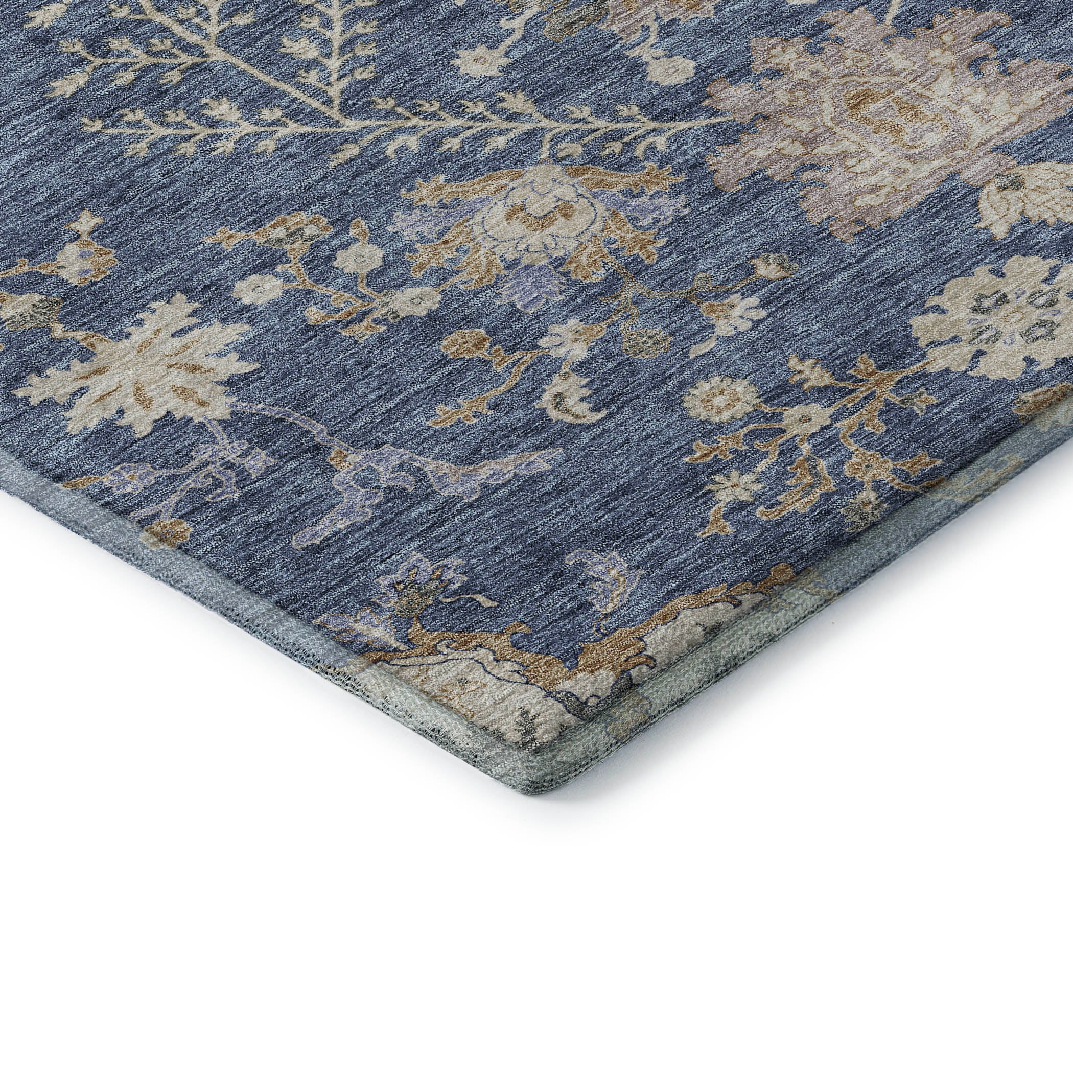Queenstown Machine Washable Transitional Blue Rug 1'8" x 2'6" #shape_Rectangle