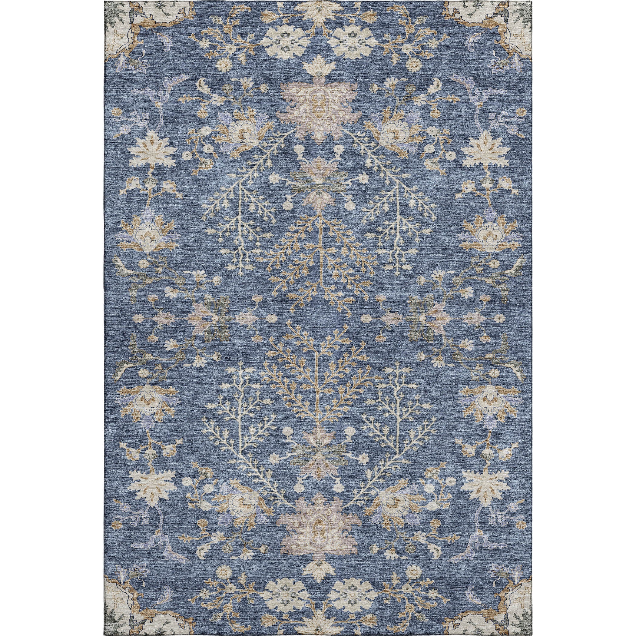 Queenstown Machine Washable Transitional Blue Rug 2'6" x 3'10" #shape_Rectangle