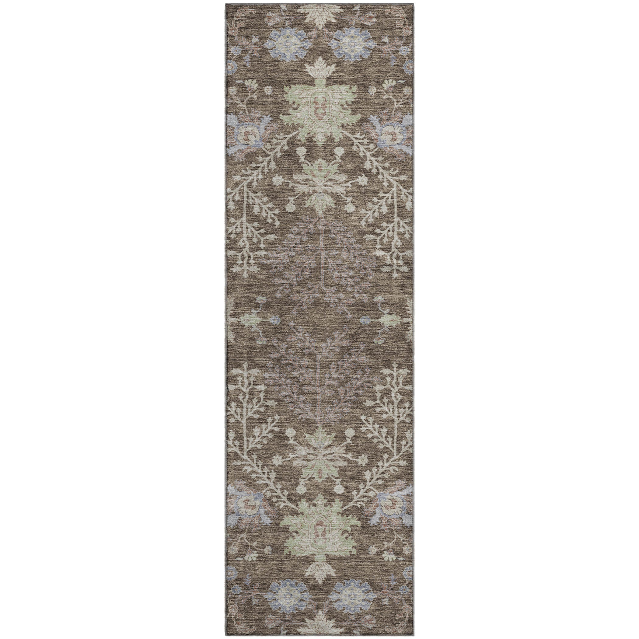 Queenstown Machine Washable Transitional Brown Rug 2'3" x 7'6" #shape_Runner