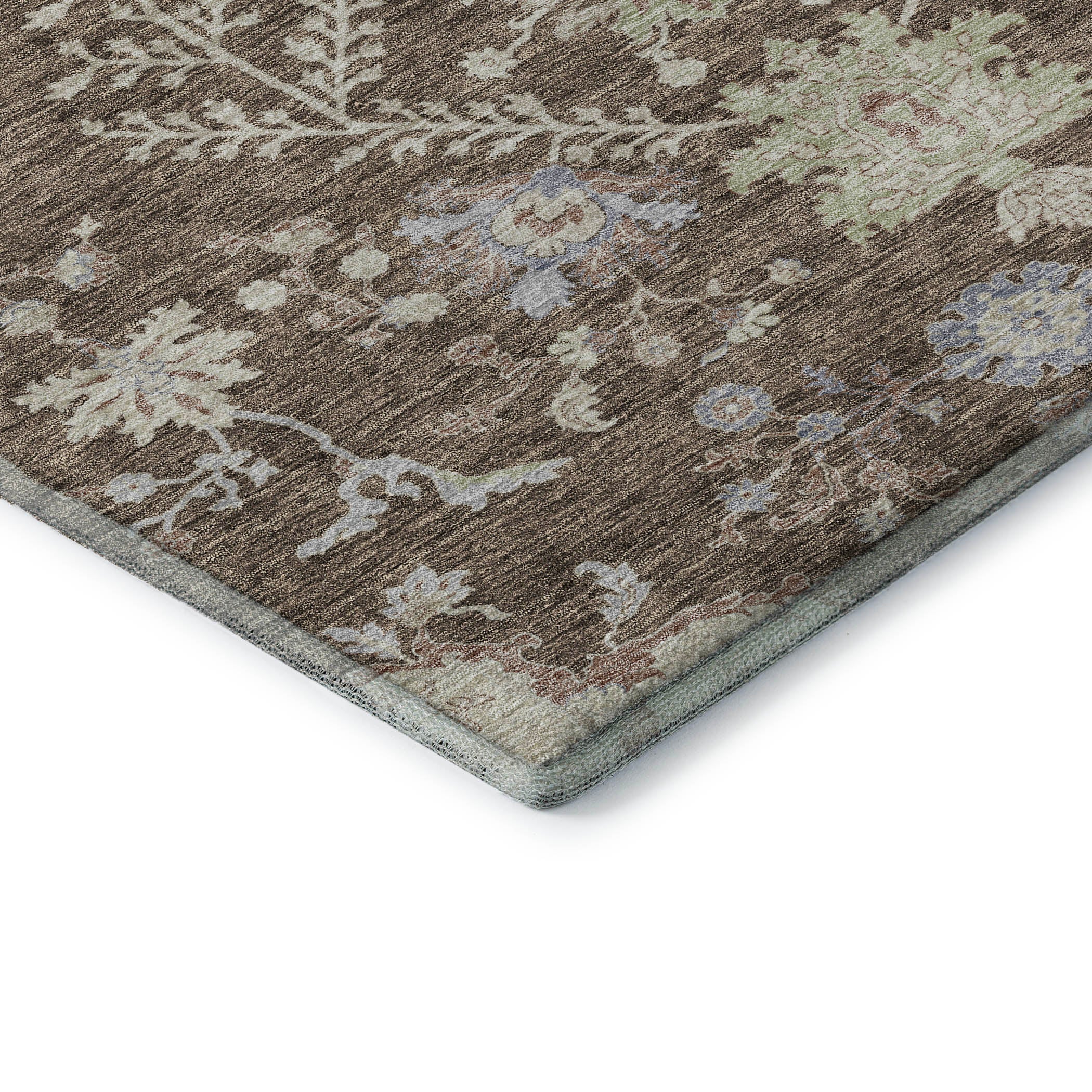 Queenstown Machine Washable Transitional Brown Rug 1'8" x 2'6" #shape_Rectangle