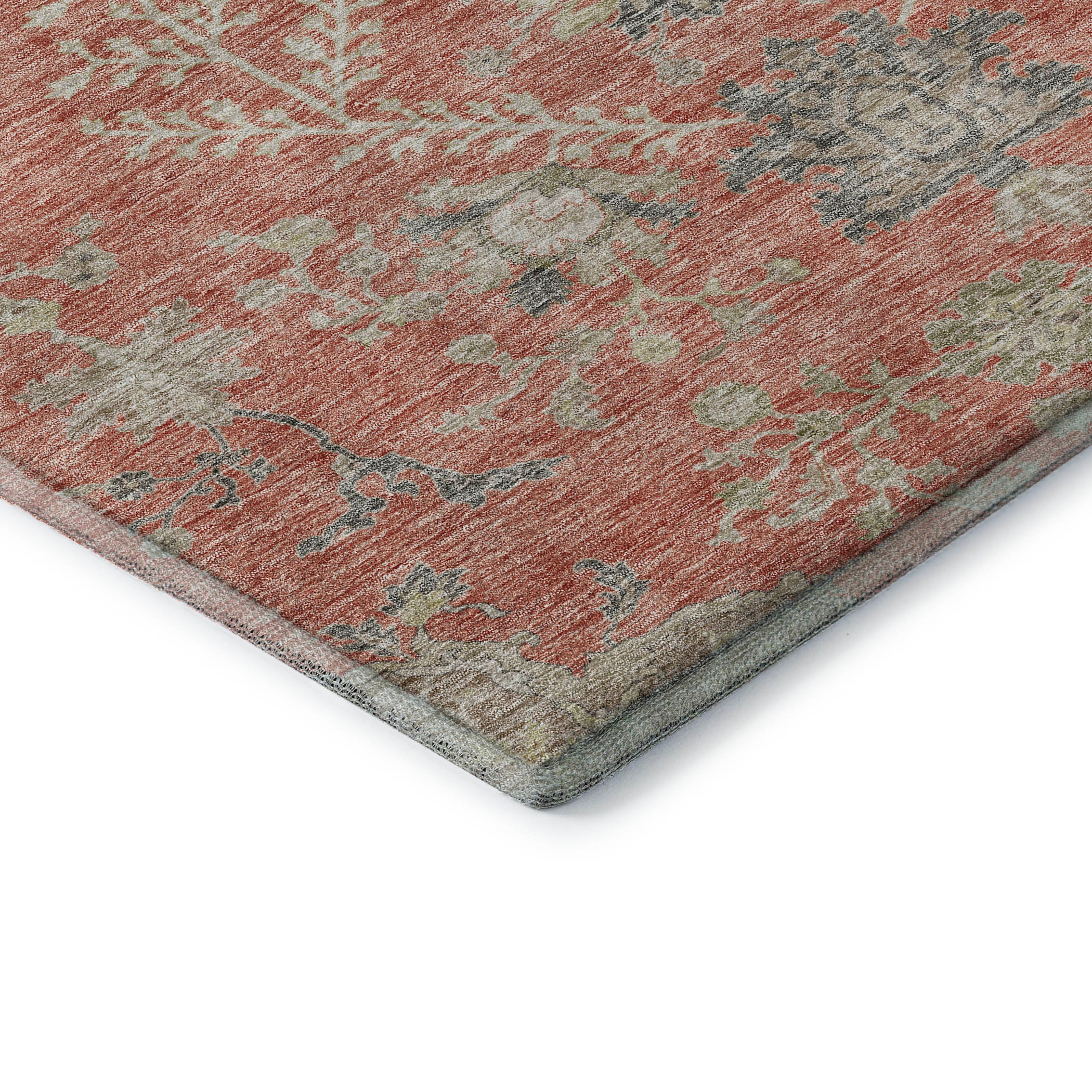 Queenstown Machine Washable Transitional Coral Orange Rug 1'8" x 2'6" #shape_Rectangle