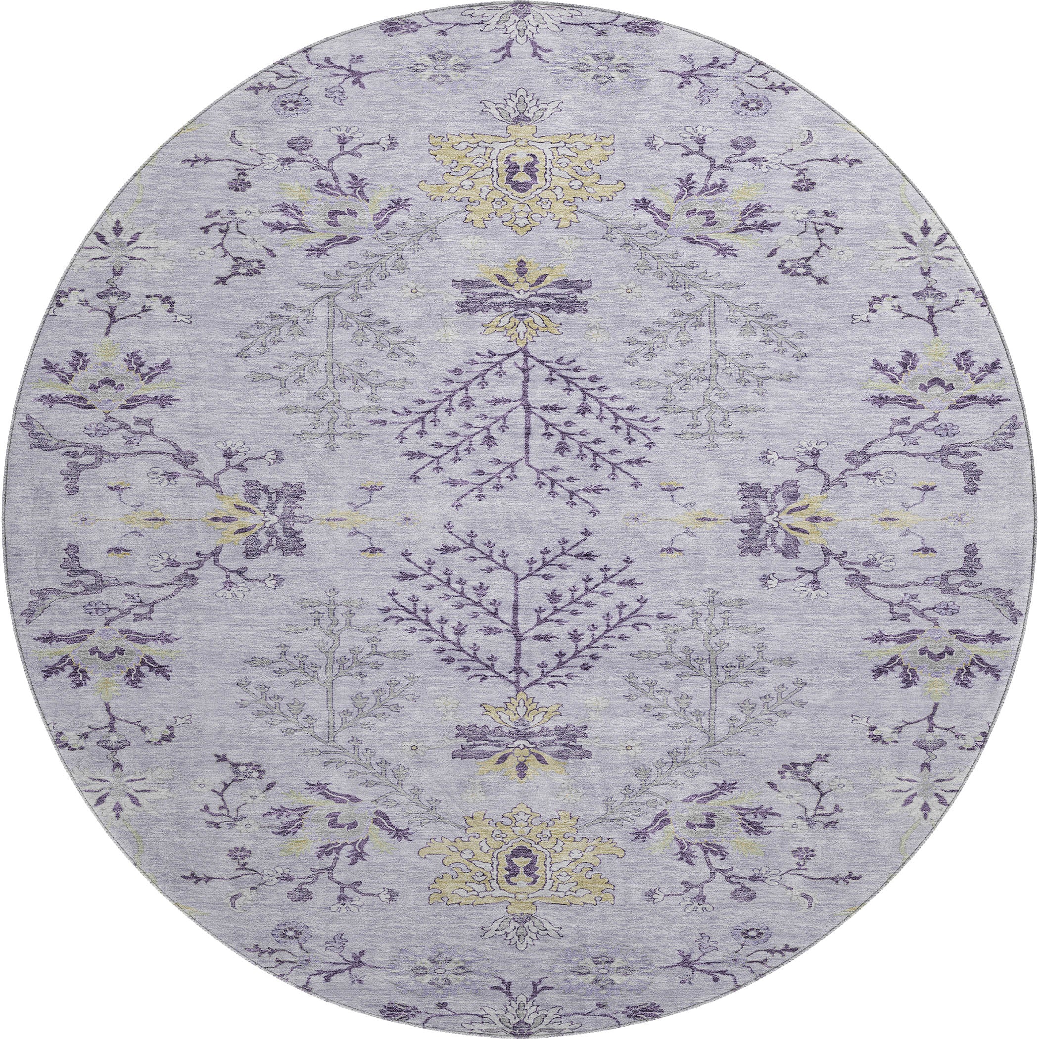Queenstown Machine Washable Transitional Lavender Purple Rug 8' x 8' #shape_Round