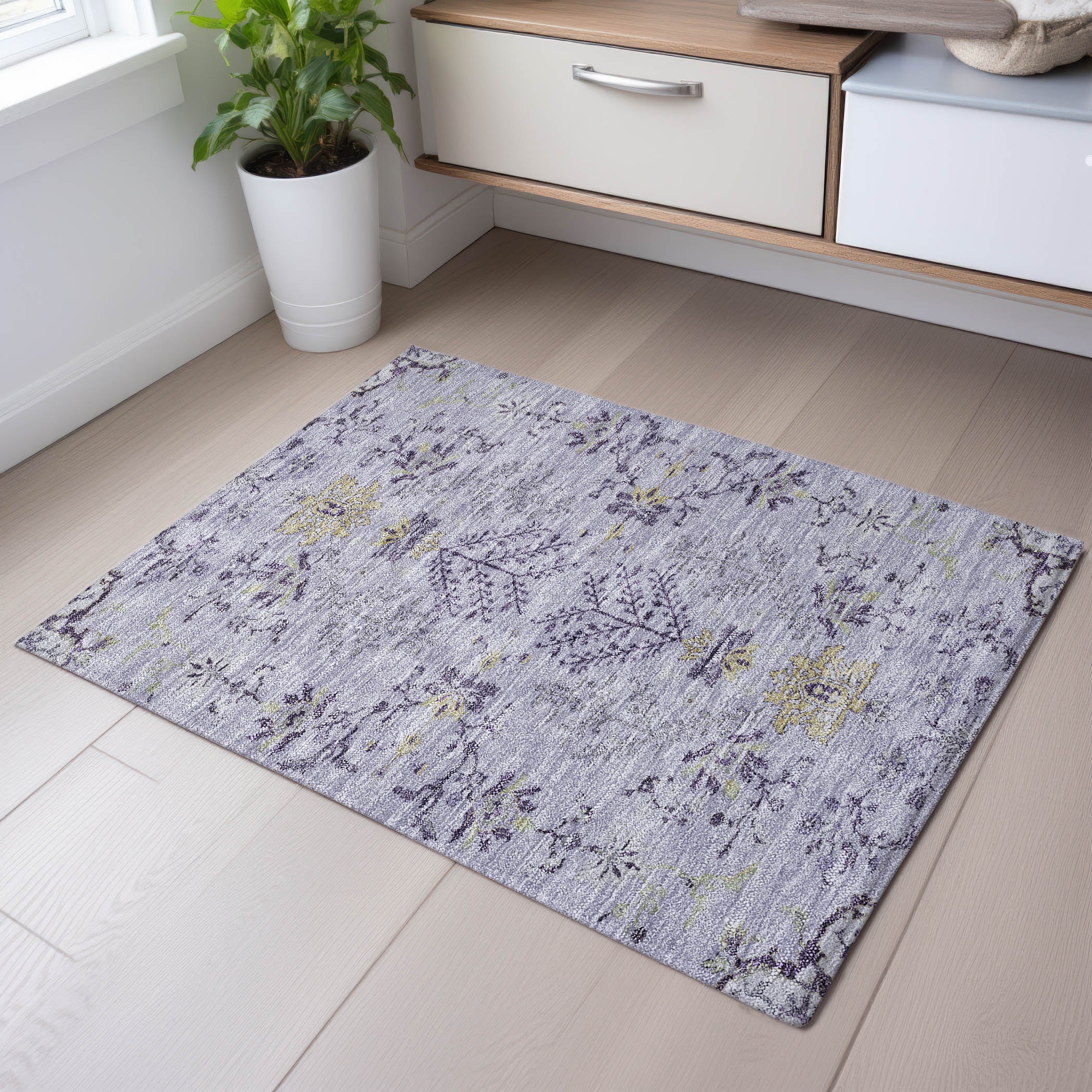 Queenstown Machine Washable Transitional Lavender Purple Rug 1'8" x 2'6" #shape_Rectangle