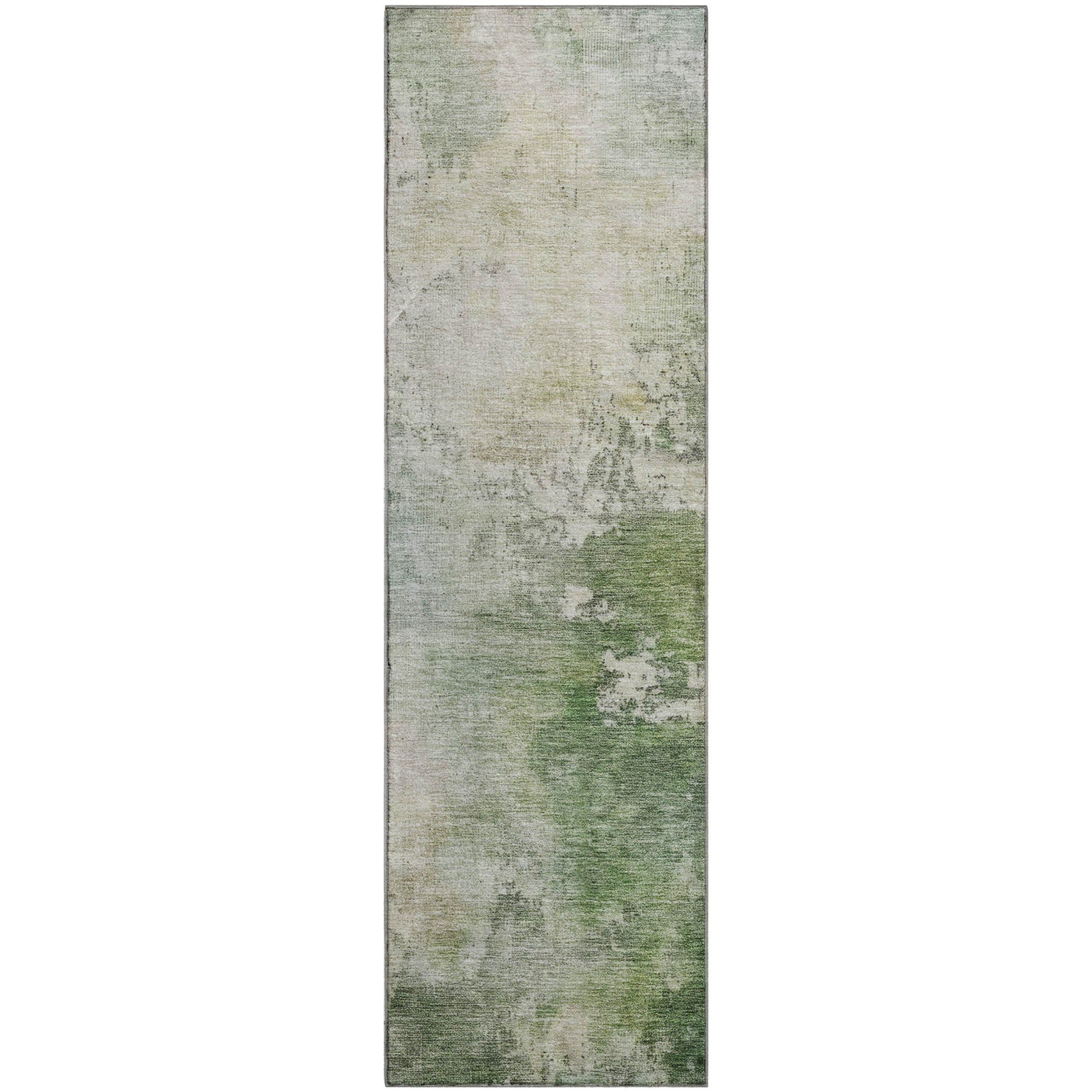 Rome Machine Washable Transitional Aloe Green Rug 2'3" x 7'6" #shape_Runner