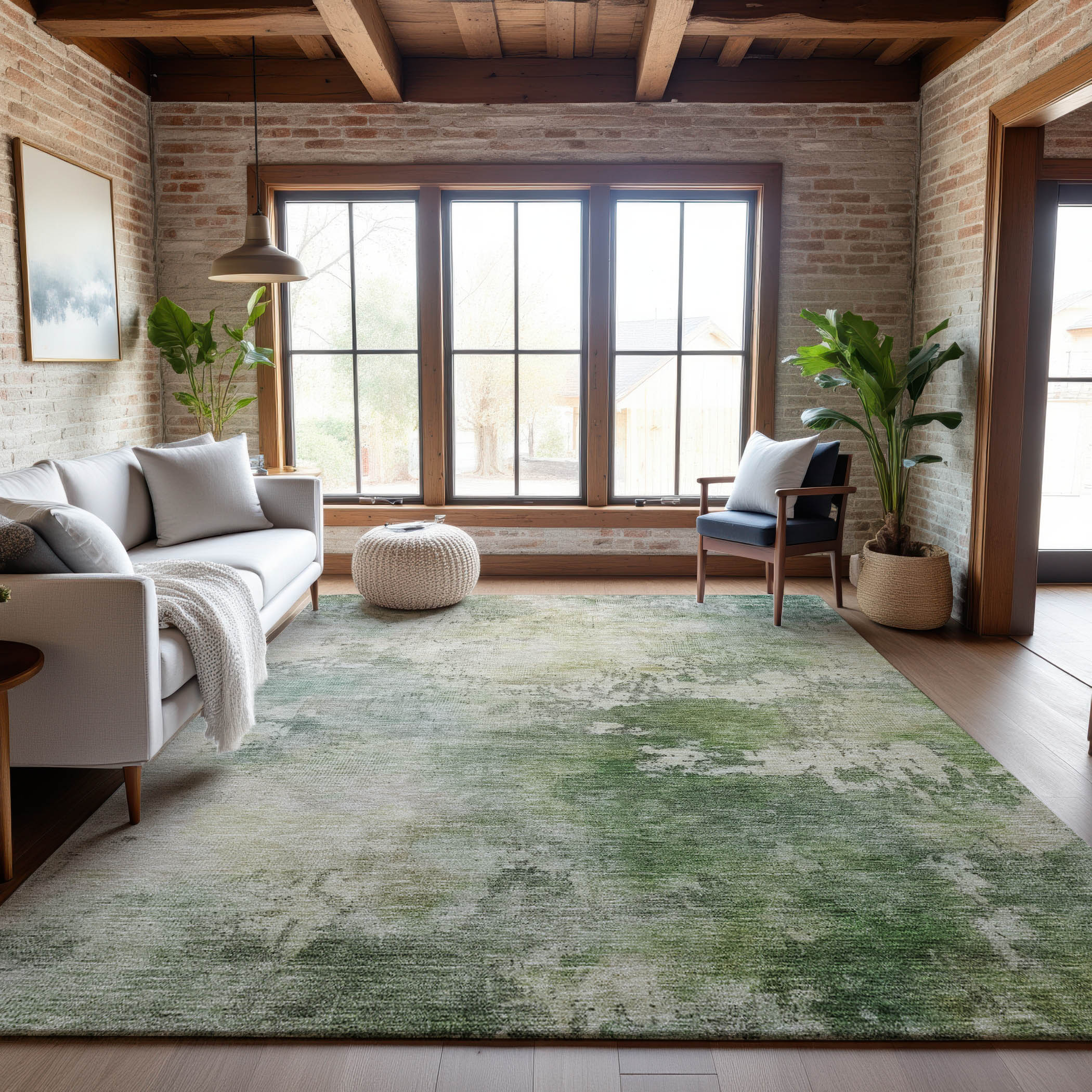 Rome Machine Washable Transitional Aloe Green Rug 2'6" x 3'10" #shape_Rectangle