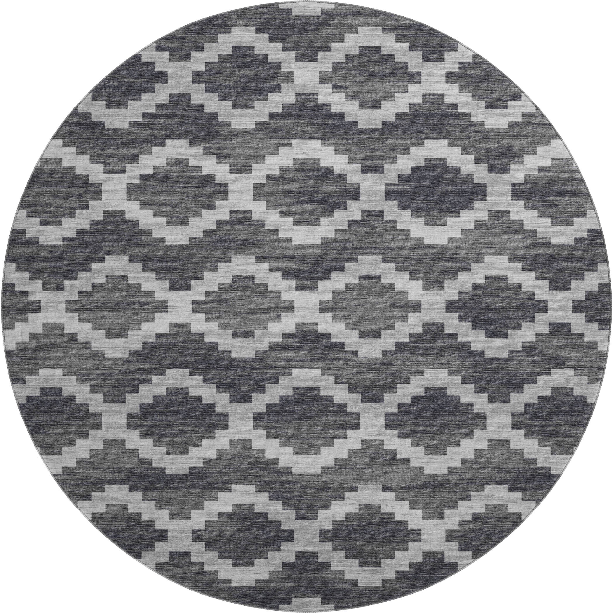 Queenstown Machine Washable Transitional Gray Rug 8' x 8' #shape_Round