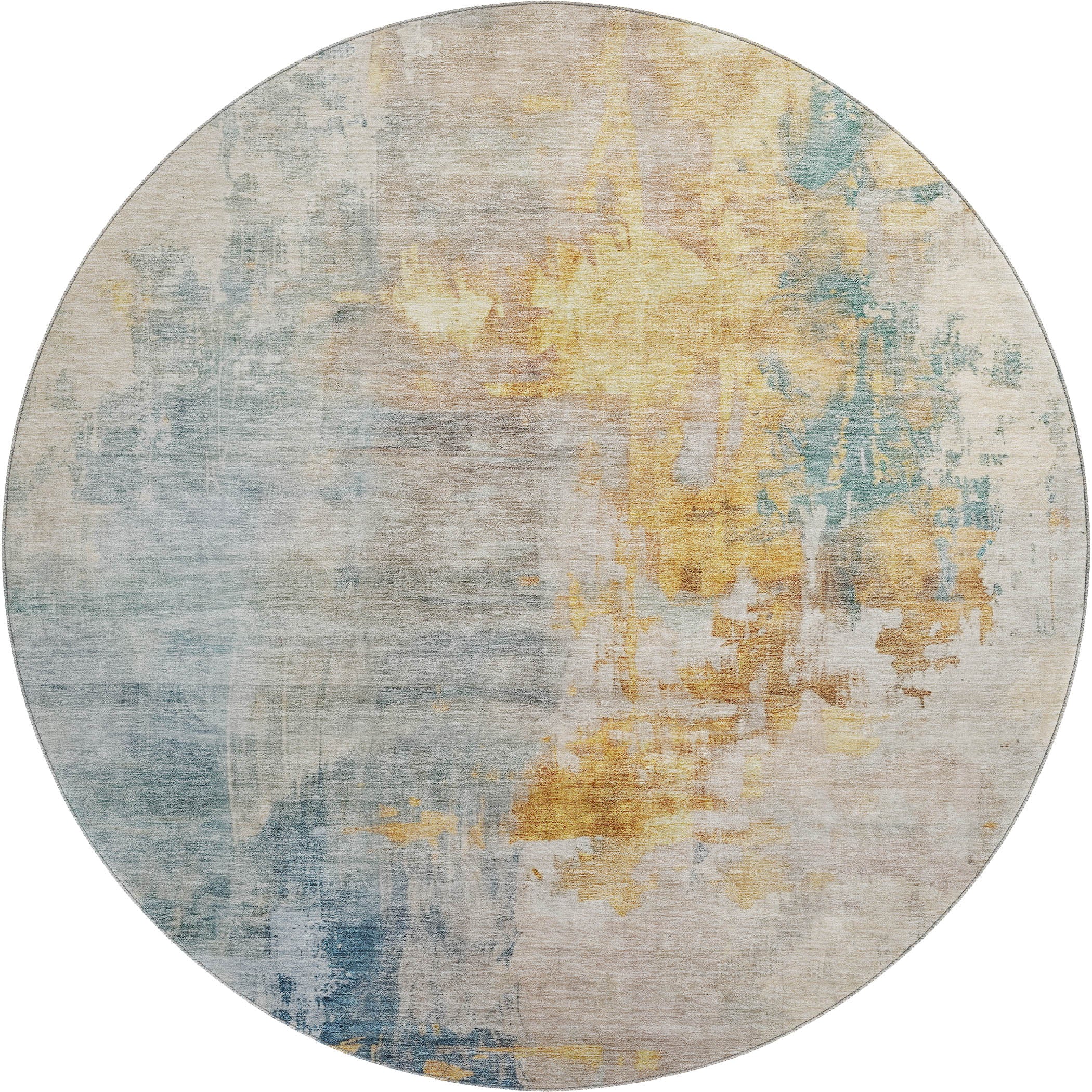 Montevideo Machine Washable Transitional Linen Ivory Rug 8' x 8' #shape_Round