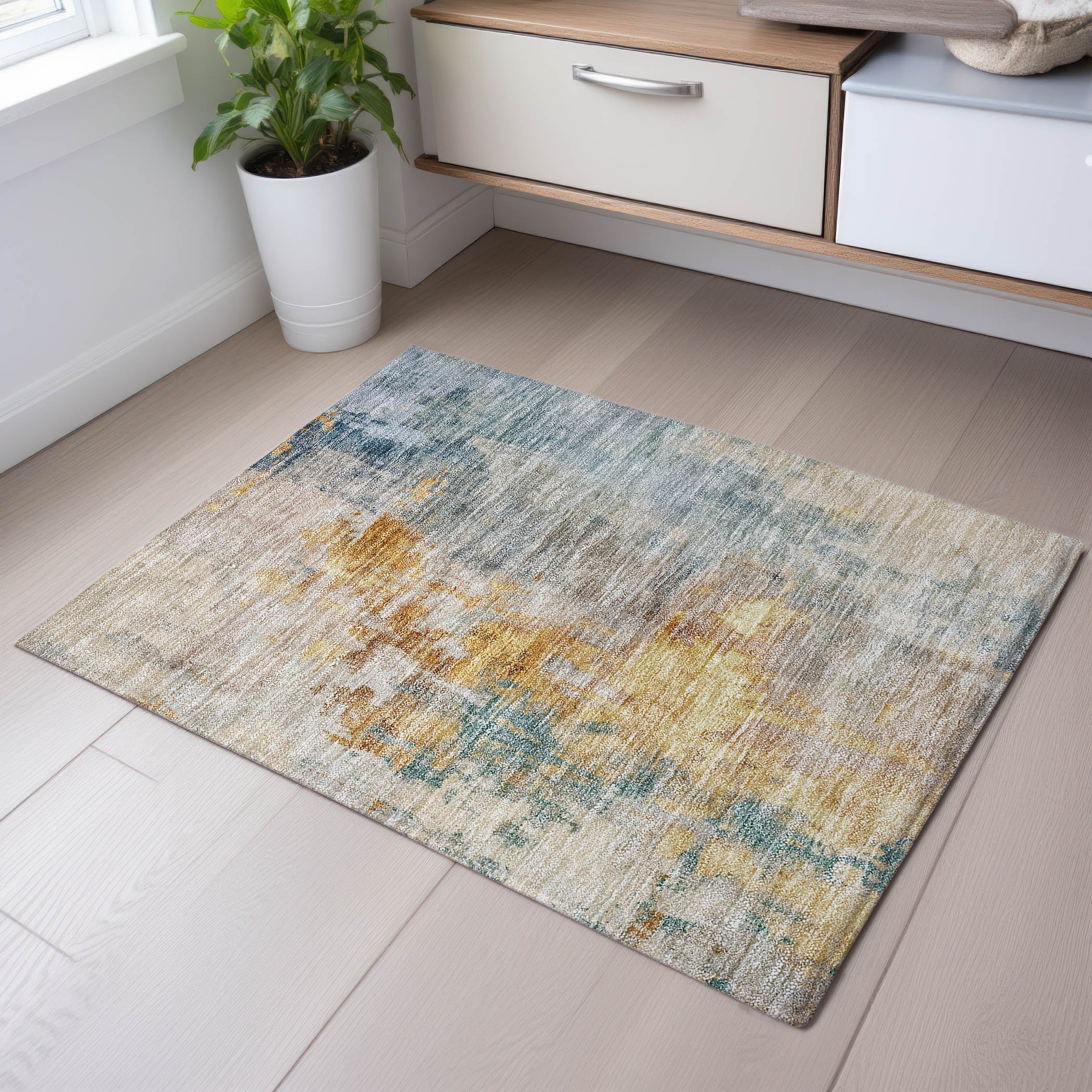Montevideo Machine Washable Transitional Linen Ivory Rug 1'8" x 2'6" #shape_Rectangle