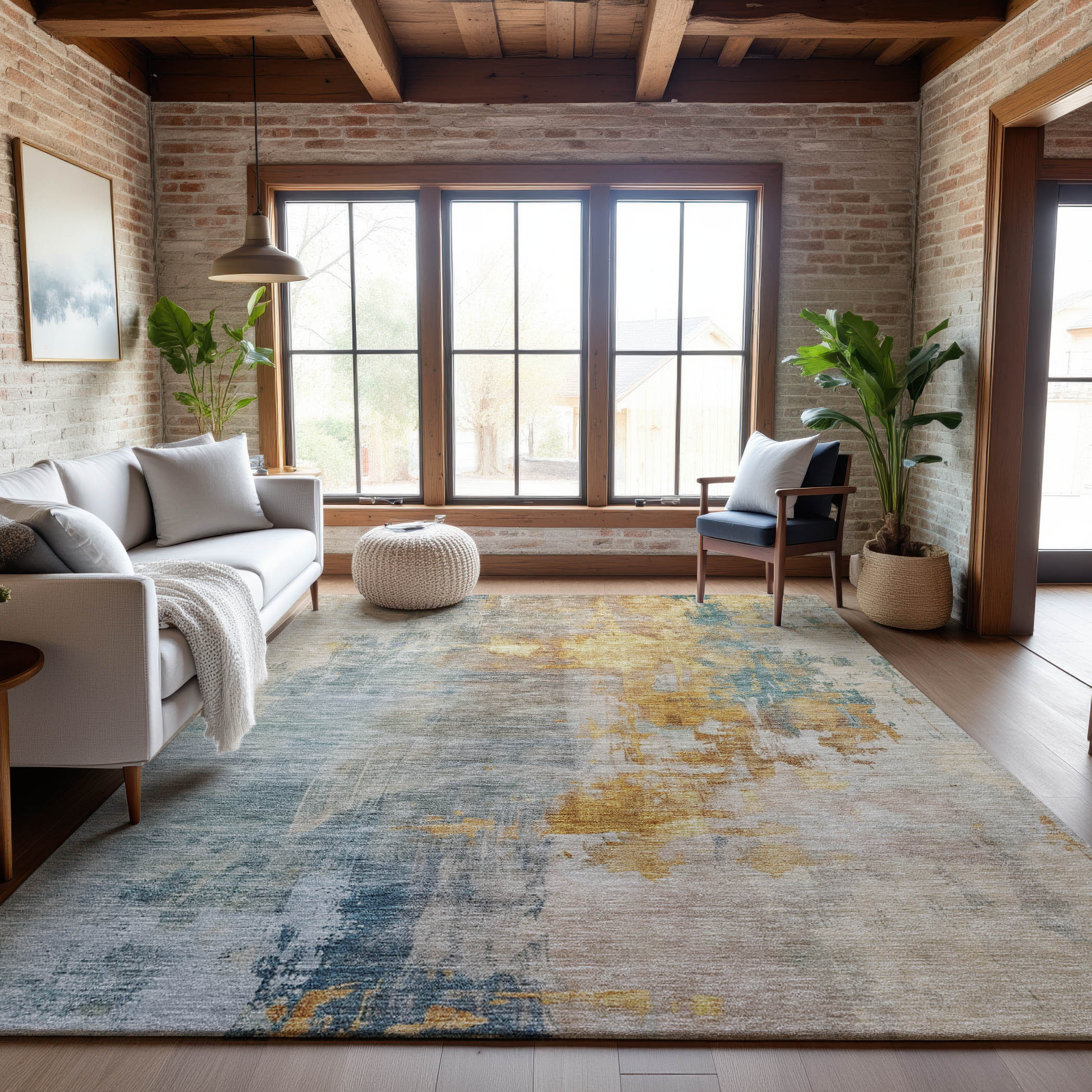 Montevideo Machine Washable Transitional Linen Ivory Rug 2'6" x 3'10" #shape_Rectangle