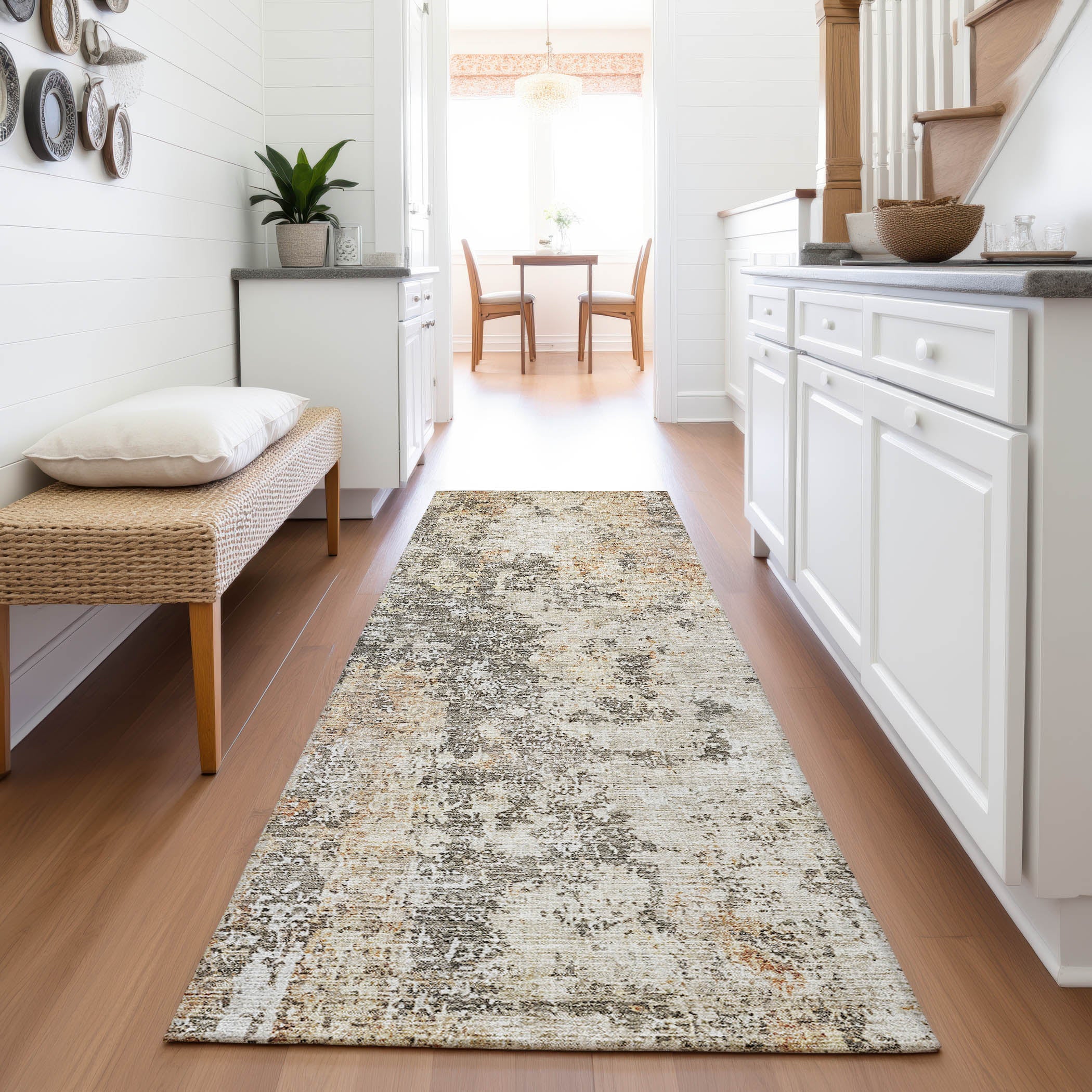 Chiang Mai Machine Washable Transitional Terracotta Orange Rug 2'3" x 7'6" #shape_Runner