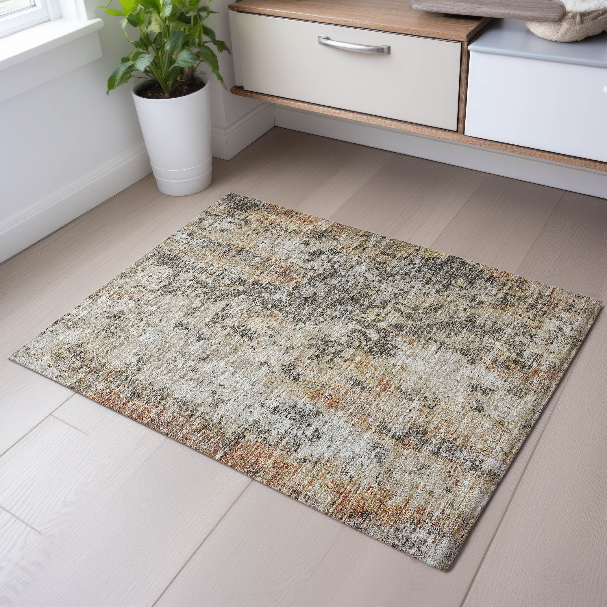 Chiang Mai Machine Washable Transitional Terracotta Orange Rug 1'8" x 2'6" #shape_Rectangle