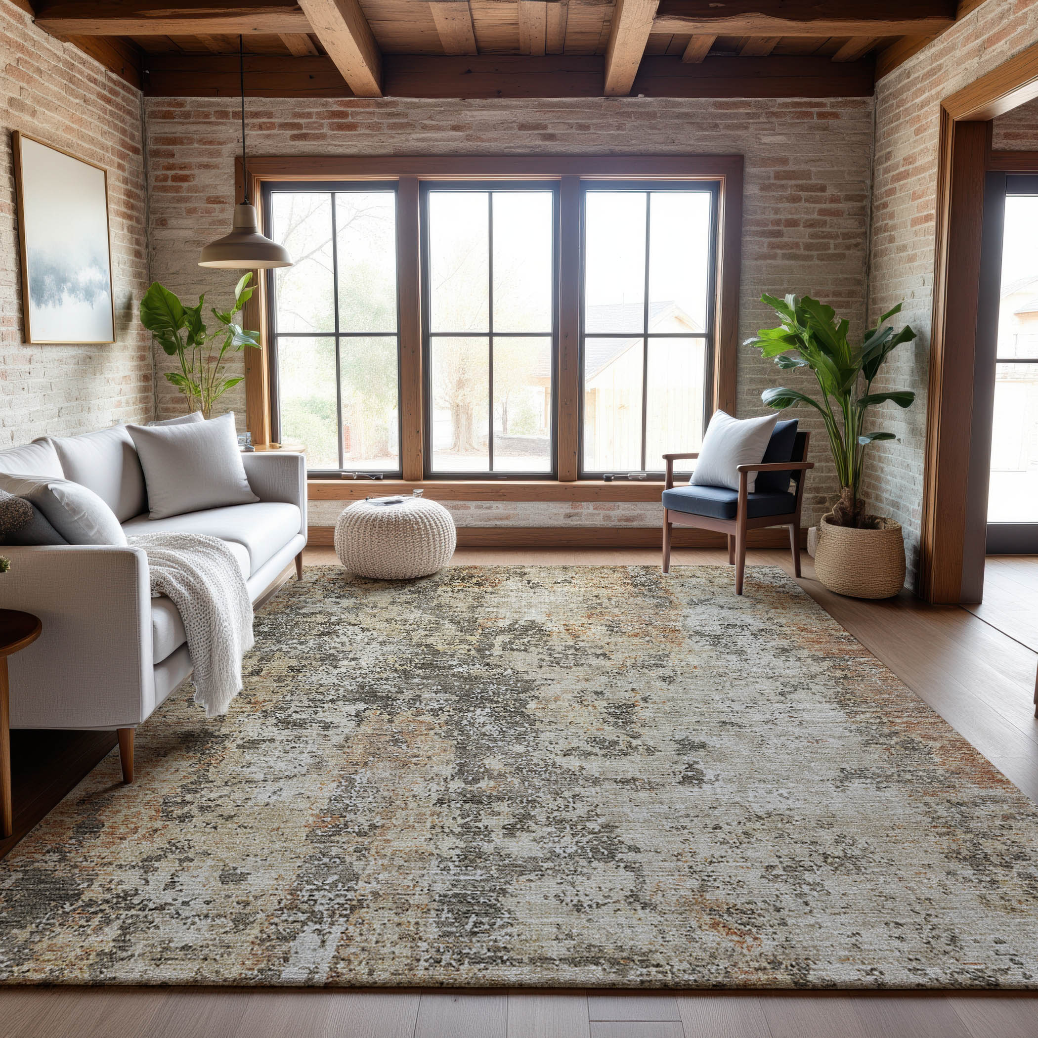 Chiang Mai Machine Washable Transitional Terracotta Orange Rug 2'6" x 3'10" #shape_Rectangle