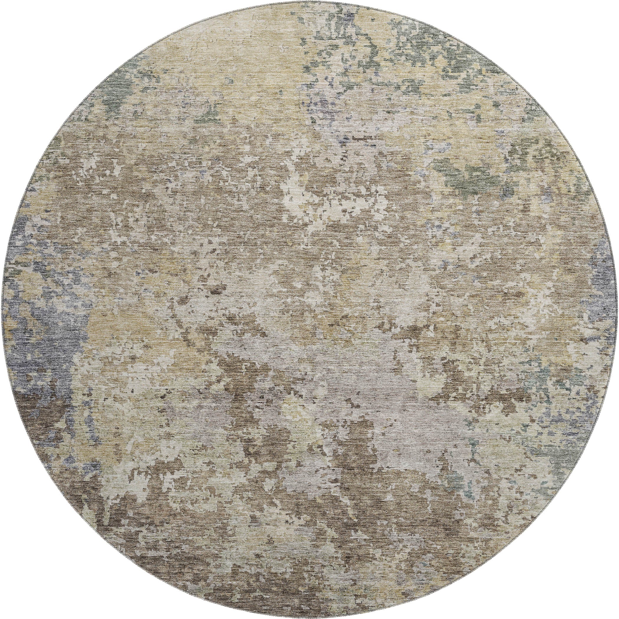 Lucerne Machine Washable Transitional Beige Brown Rug 8' x 8' #shape_Round