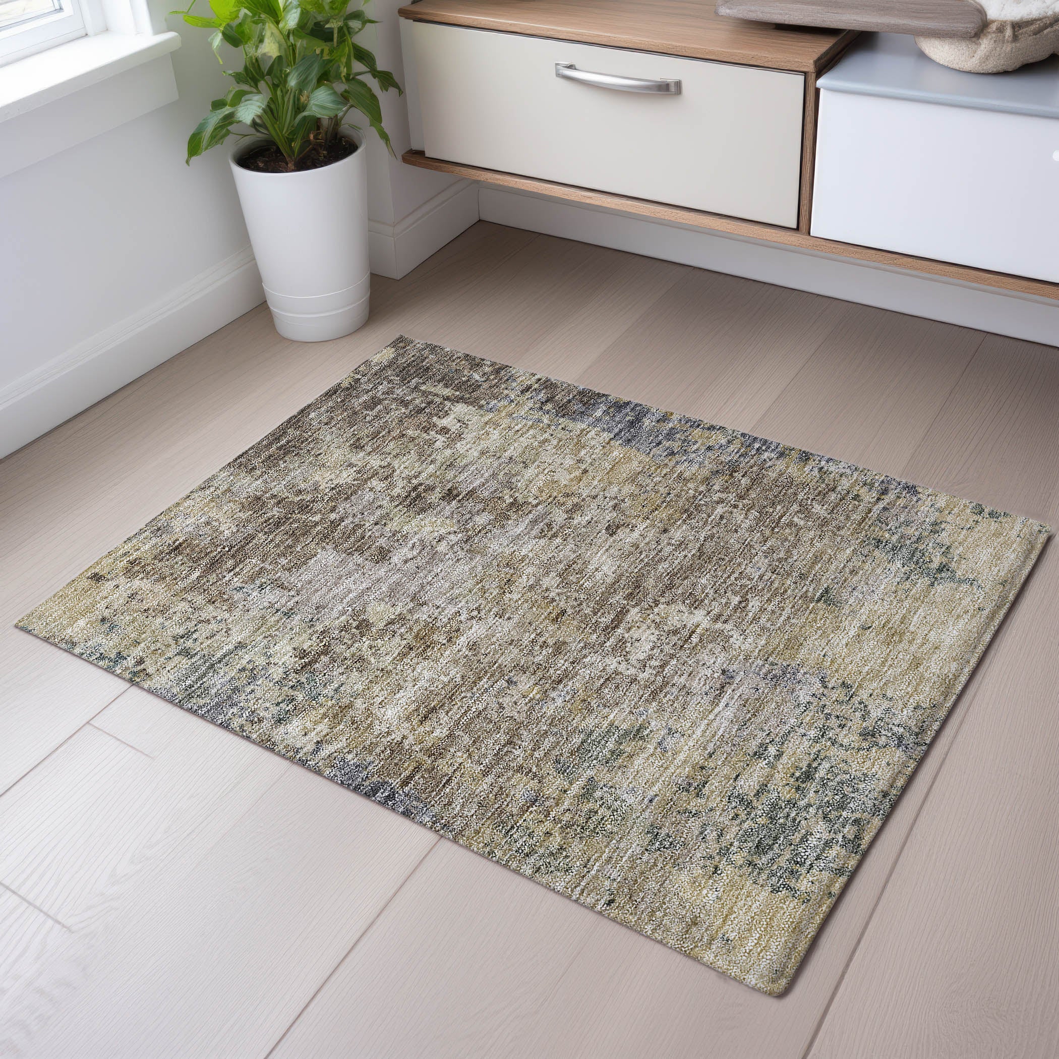 Lucerne Machine Washable Transitional Beige Brown Rug 1'8" x 2'6" #shape_Rectangle