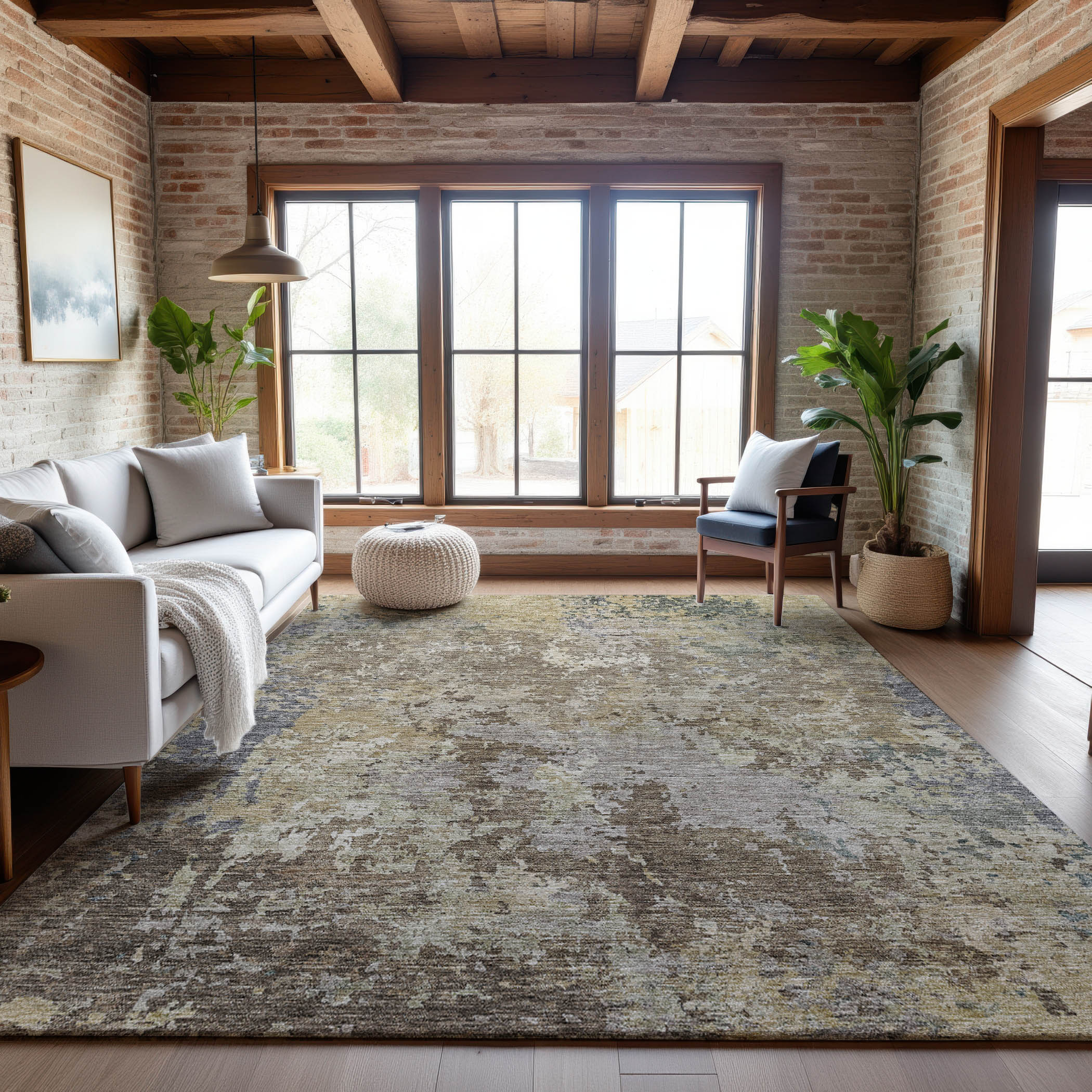 Lucerne Machine Washable Transitional Beige Brown Rug 2'6" x 3'10" #shape_Rectangle