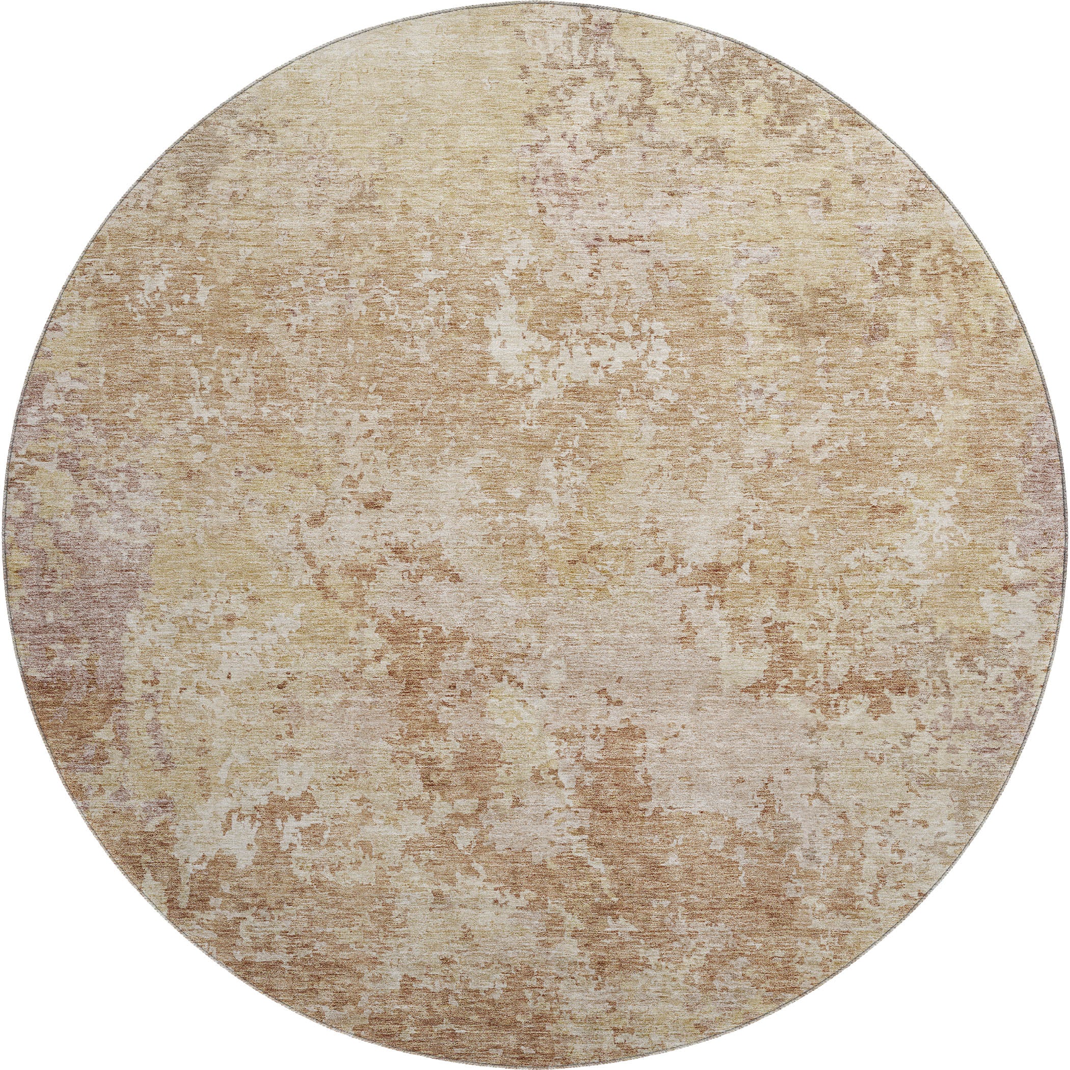 Lucerne Machine Washable Transitional Copper Orange Rug 8' x 8' #shape_Round