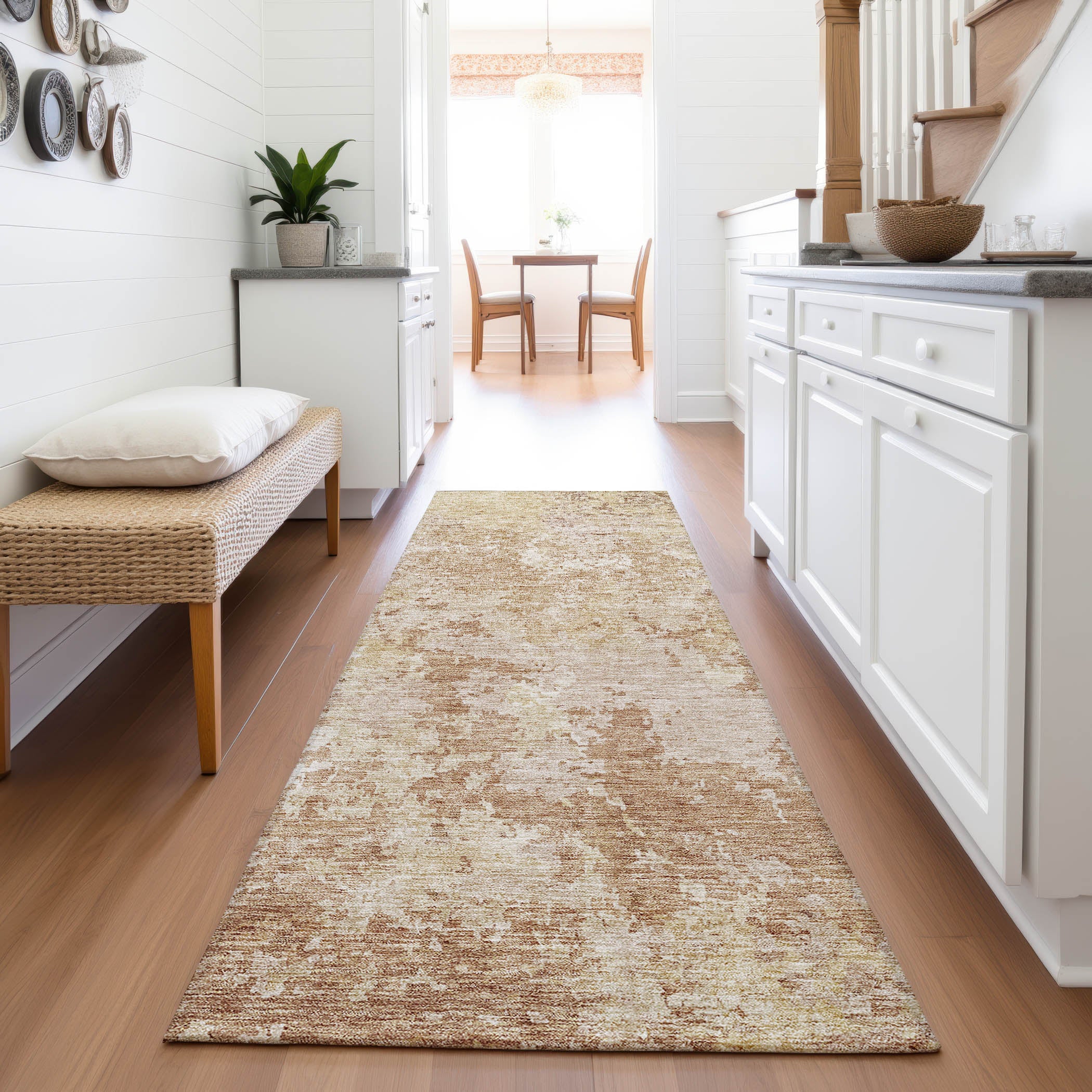 Lucerne Machine Washable Transitional Copper Orange Rug 2'3" x 7'6" #shape_Runner