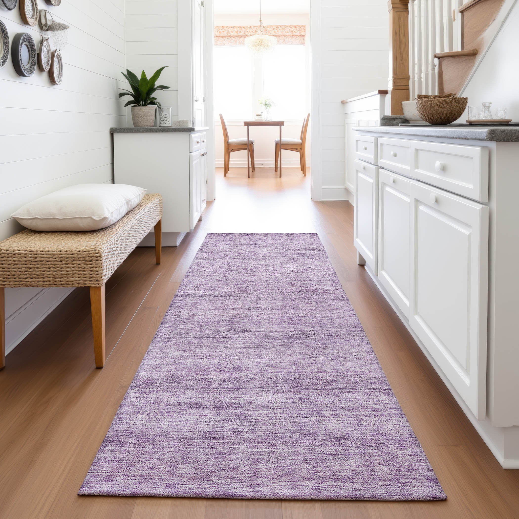 Tallinn Machine Washable Transitional Lavender Purple Rug 2'3" x 7'6" #shape_Runner