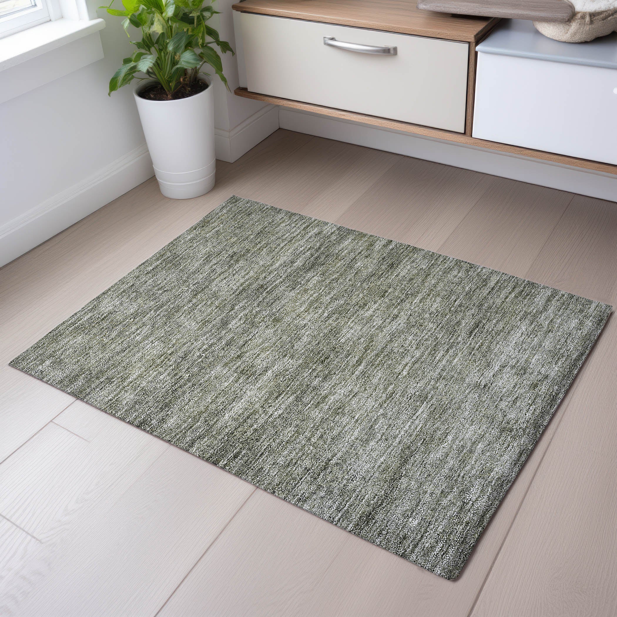 Tallinn Machine Washable Transitional Sage Green Rug 1'8" x 2'6" #shape_Rectangle