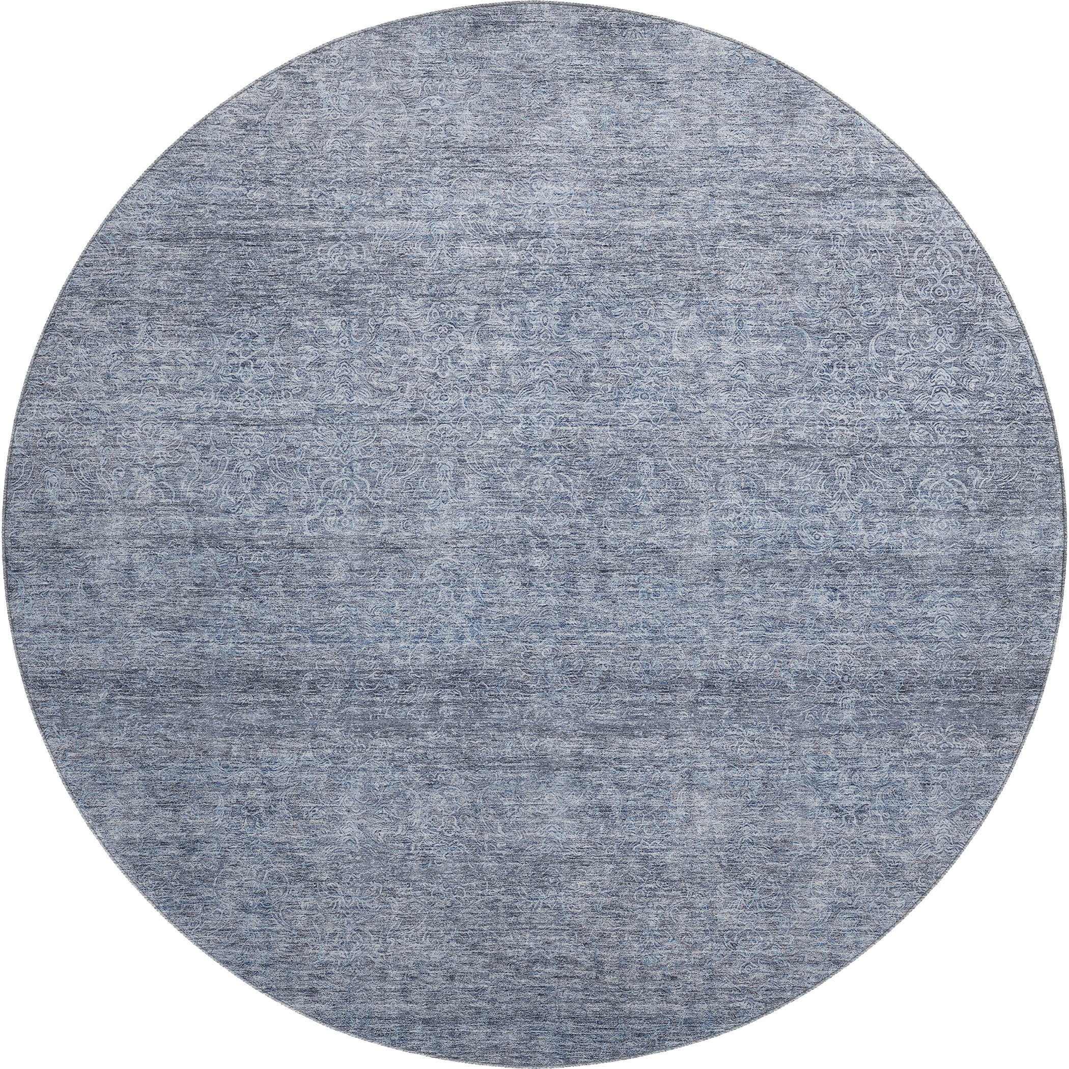 Tallinn Machine Washable Transitional Sky Blue Rug 8' x 8' #shape_Round