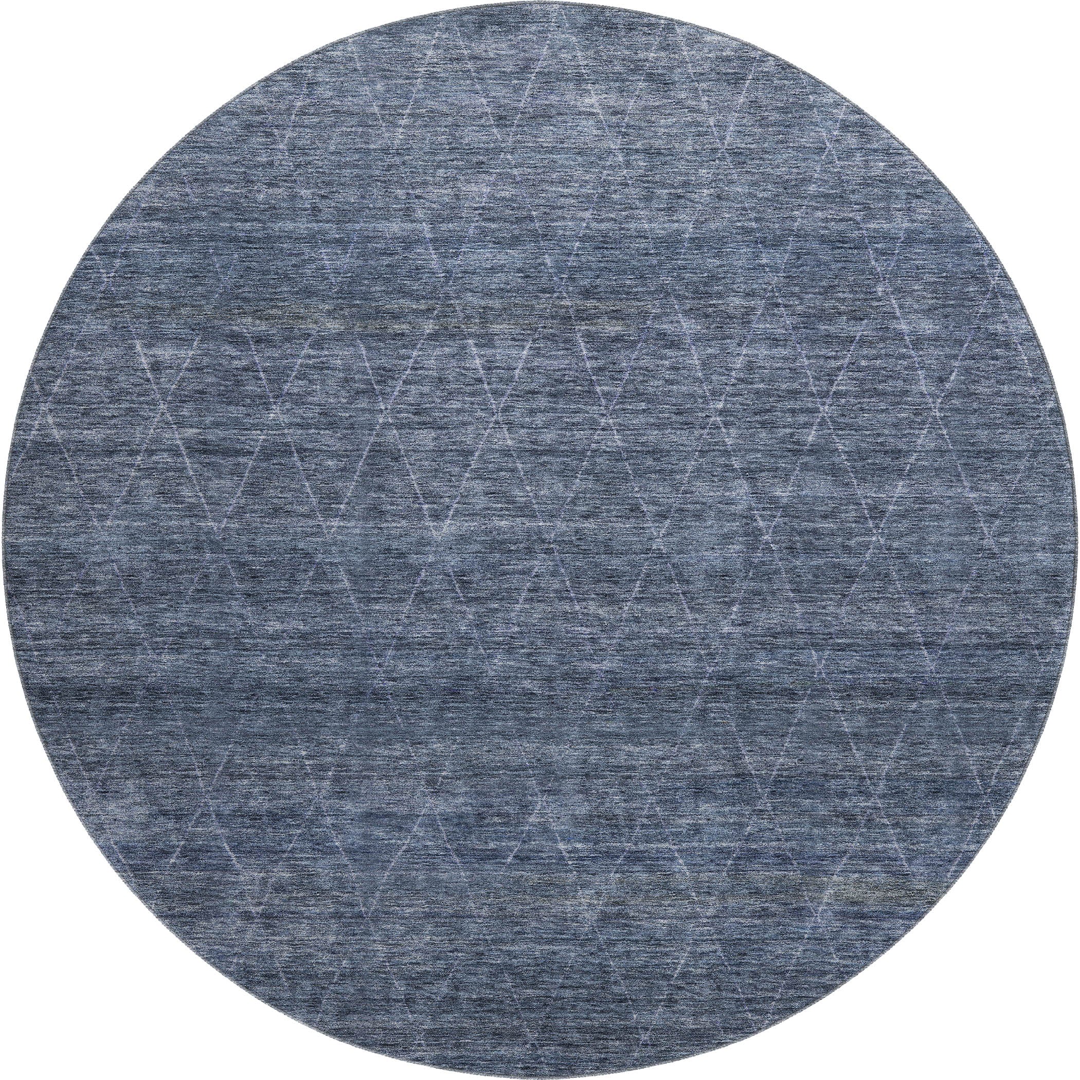 Bangkok Machine Washable Transitional Navy Blue Rug 8' x 8' #shape_Round
