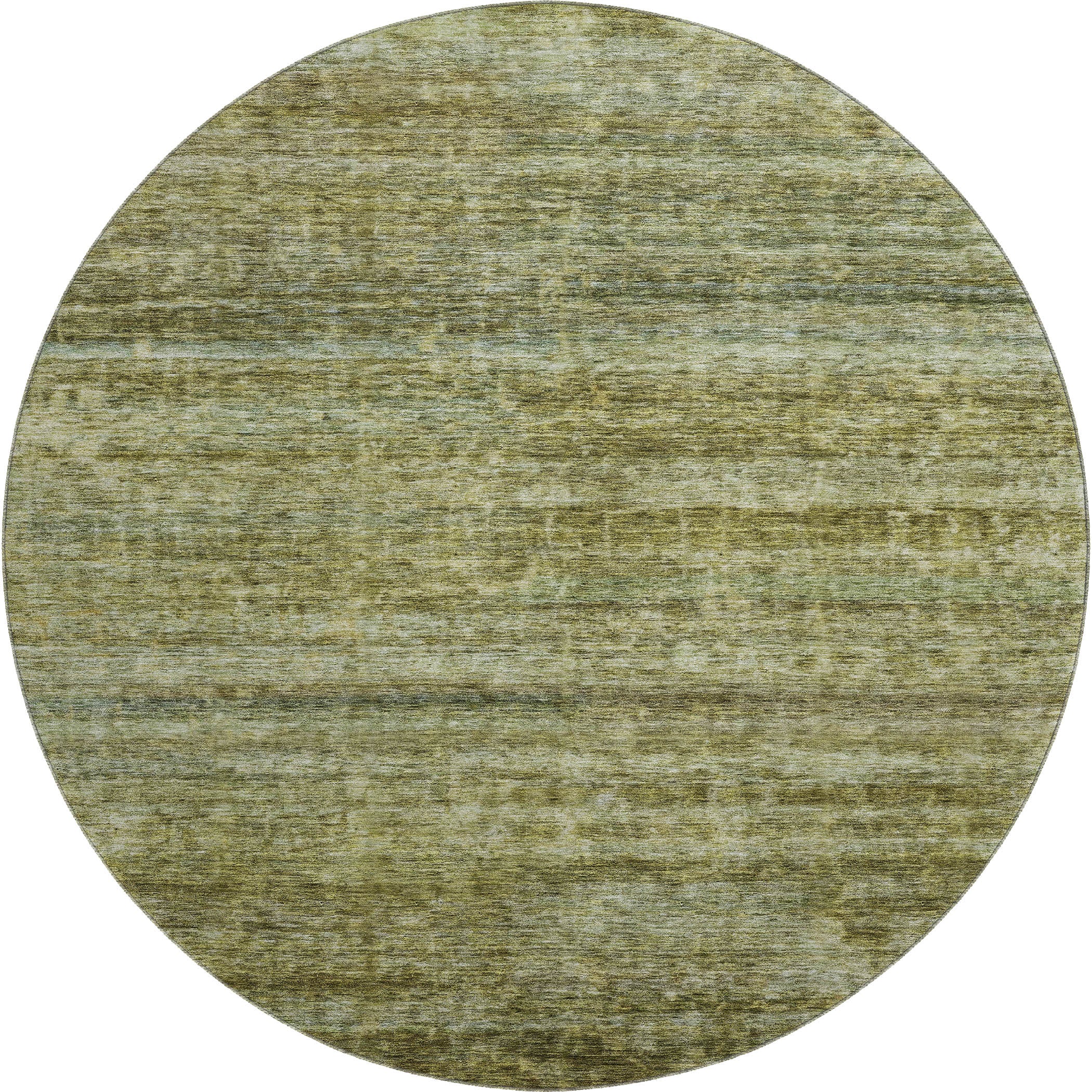 Mostar Machine Washable Transitional Olive Green Rug 8' x 8' #shape_Round