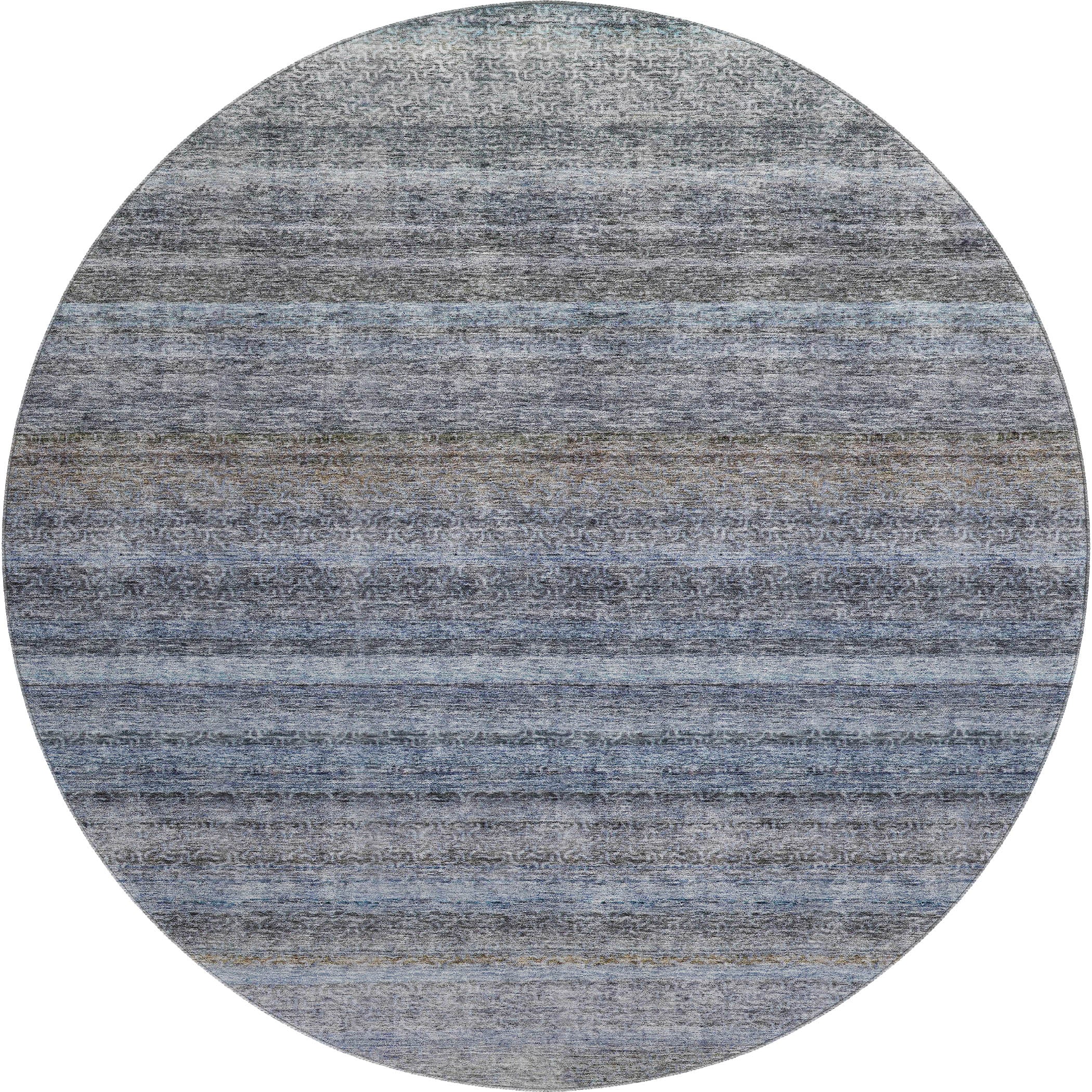 Dubrovnik Machine Washable Transitional Blue Rug 8' x 8' #shape_Round