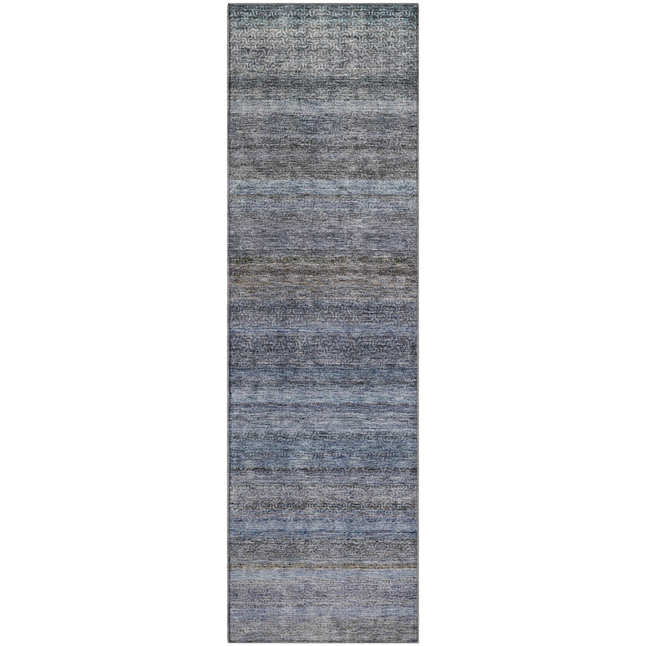 Dubrovnik Machine Washable Transitional Blue Rug 2'3" x 7'6" #shape_Runner