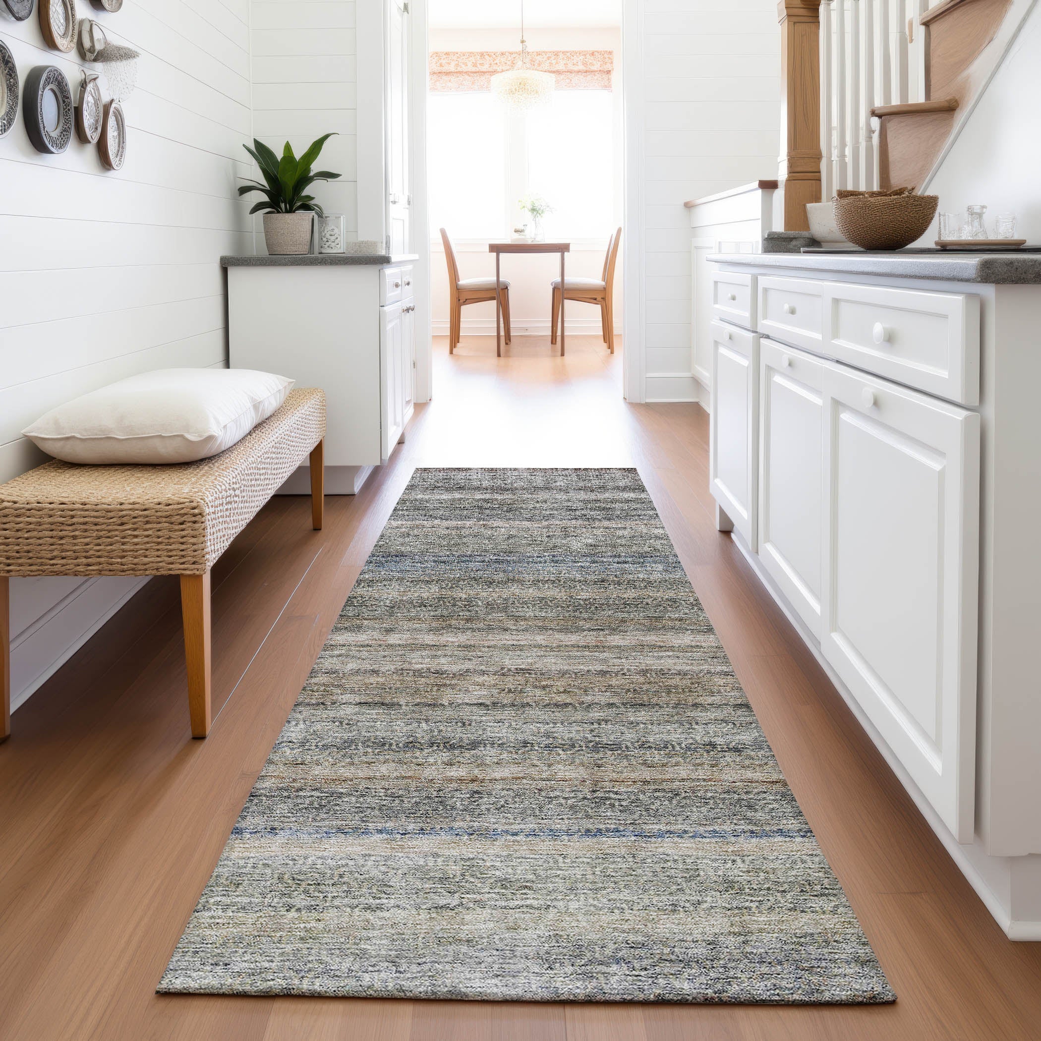 Dubrovnik Machine Washable Transitional Taupe Brown Rug 2'3" x 7'6" #shape_Runner