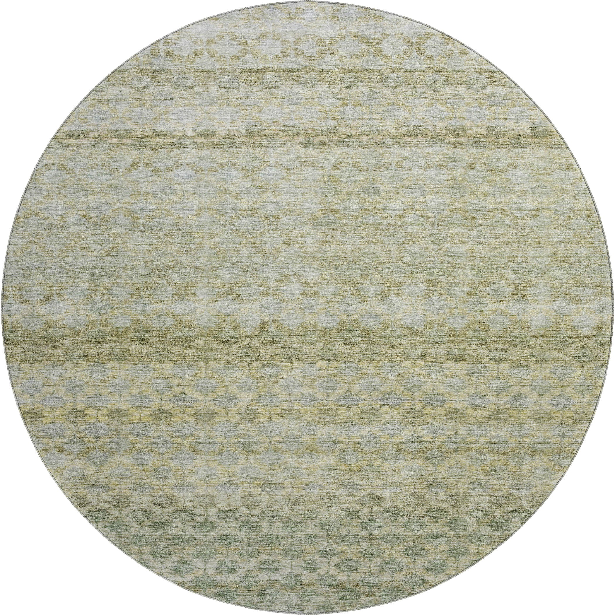 Vienna Machine Washable Transitional Aloe Green Rug 8' x 8' #shape_Round