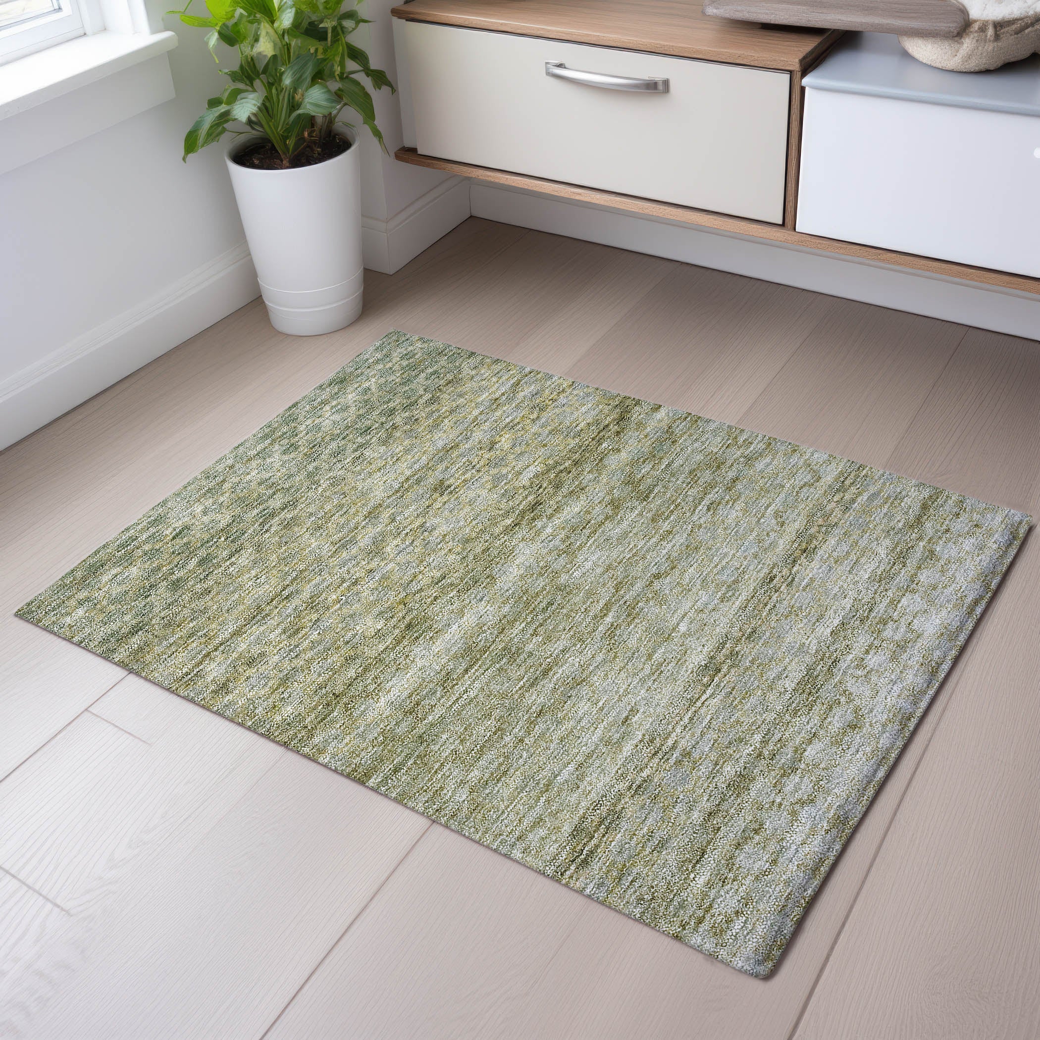 Vienna Machine Washable Transitional Aloe Green Rug 1'8" x 2'6" #shape_Rectangle