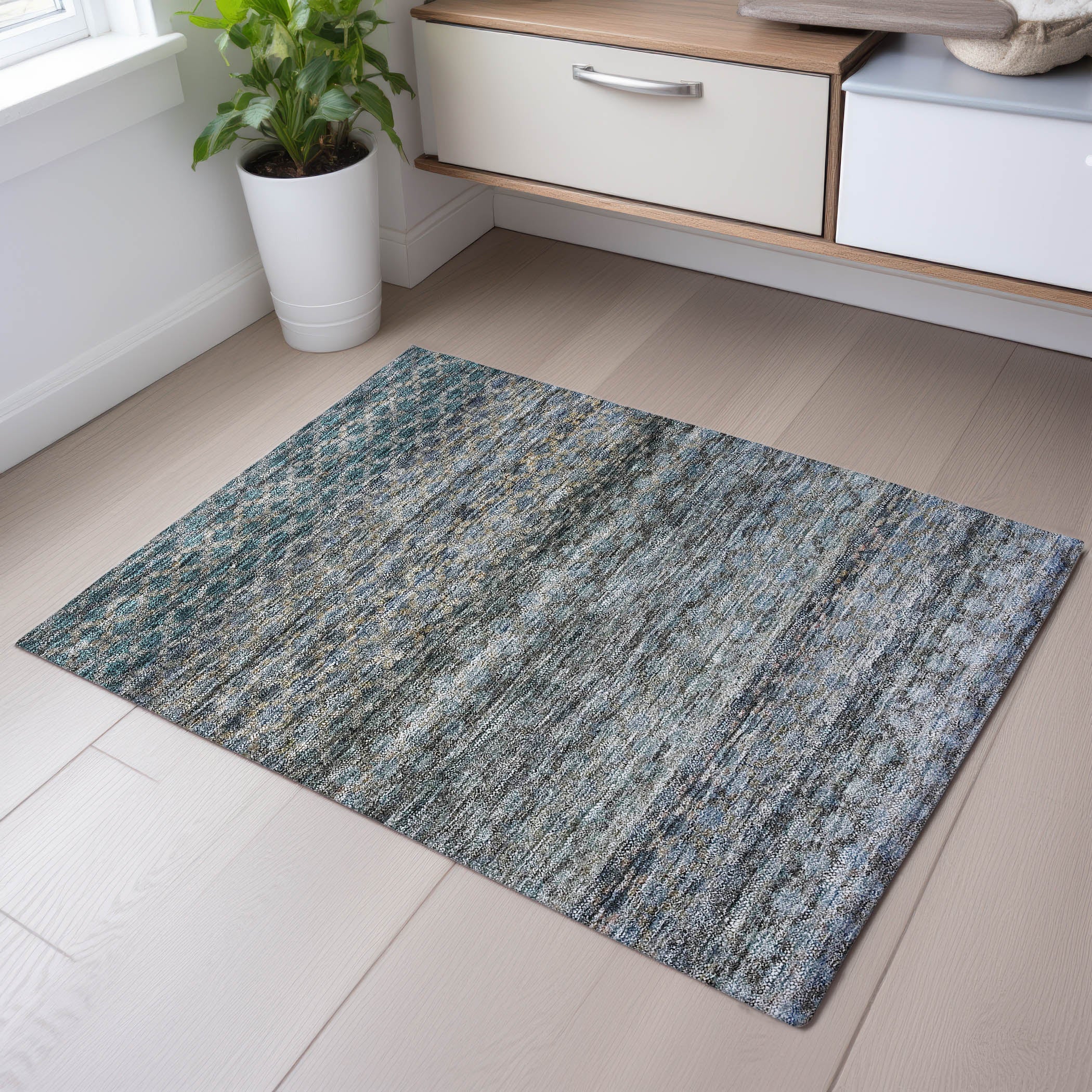 Vienna Machine Washable Transitional Blue Rug 1'8" x 2'6" #shape_Rectangle