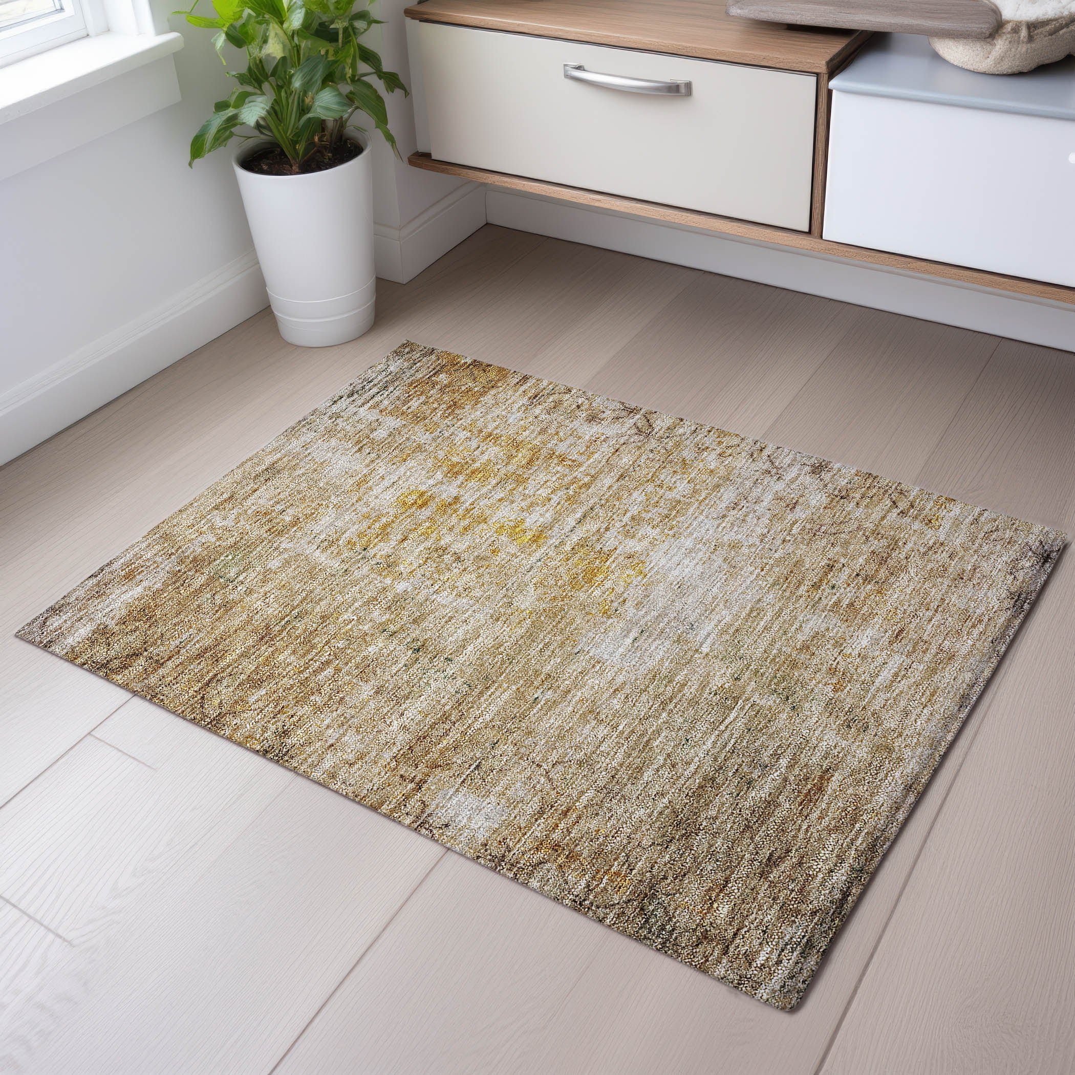 Cusco Machine Washable Transitional Gold Rug 1'8" x 2'6" #shape_Rectangle