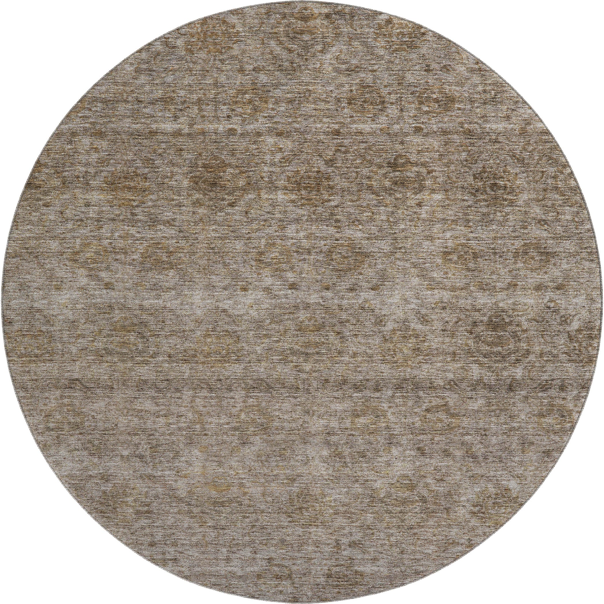 Reykjavik Machine Washable Transitional Brown Rug 8' x 8' #shape_Round