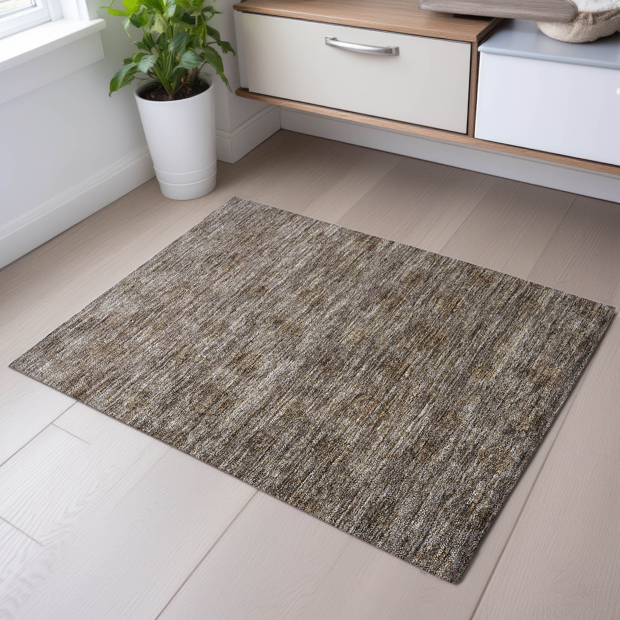 Reykjavik Machine Washable Transitional Brown Rug 1'8" x 2'6" #shape_Rectangle