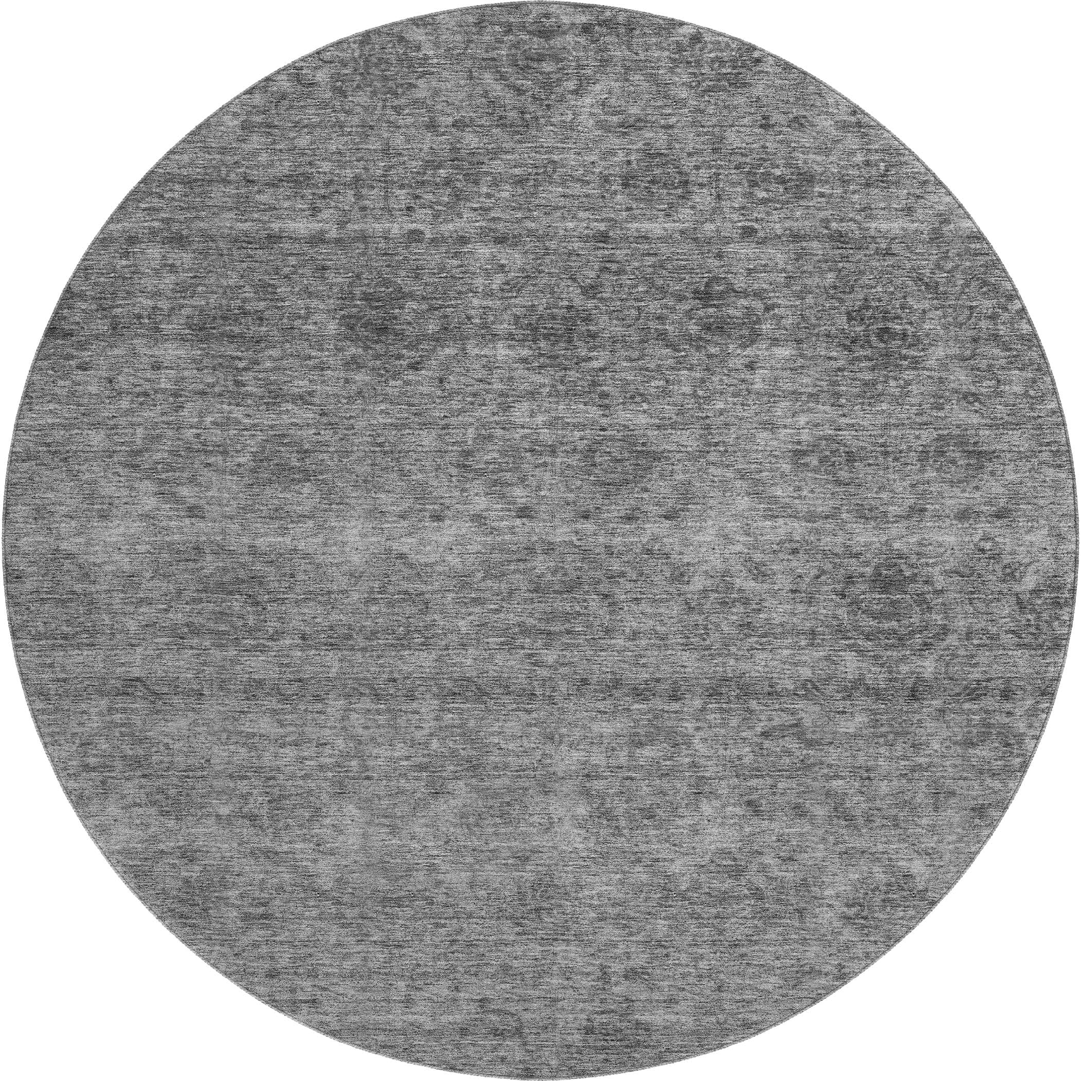 Reykjavik Machine Washable Transitional Gray Rug 8' x 8' #shape_Round