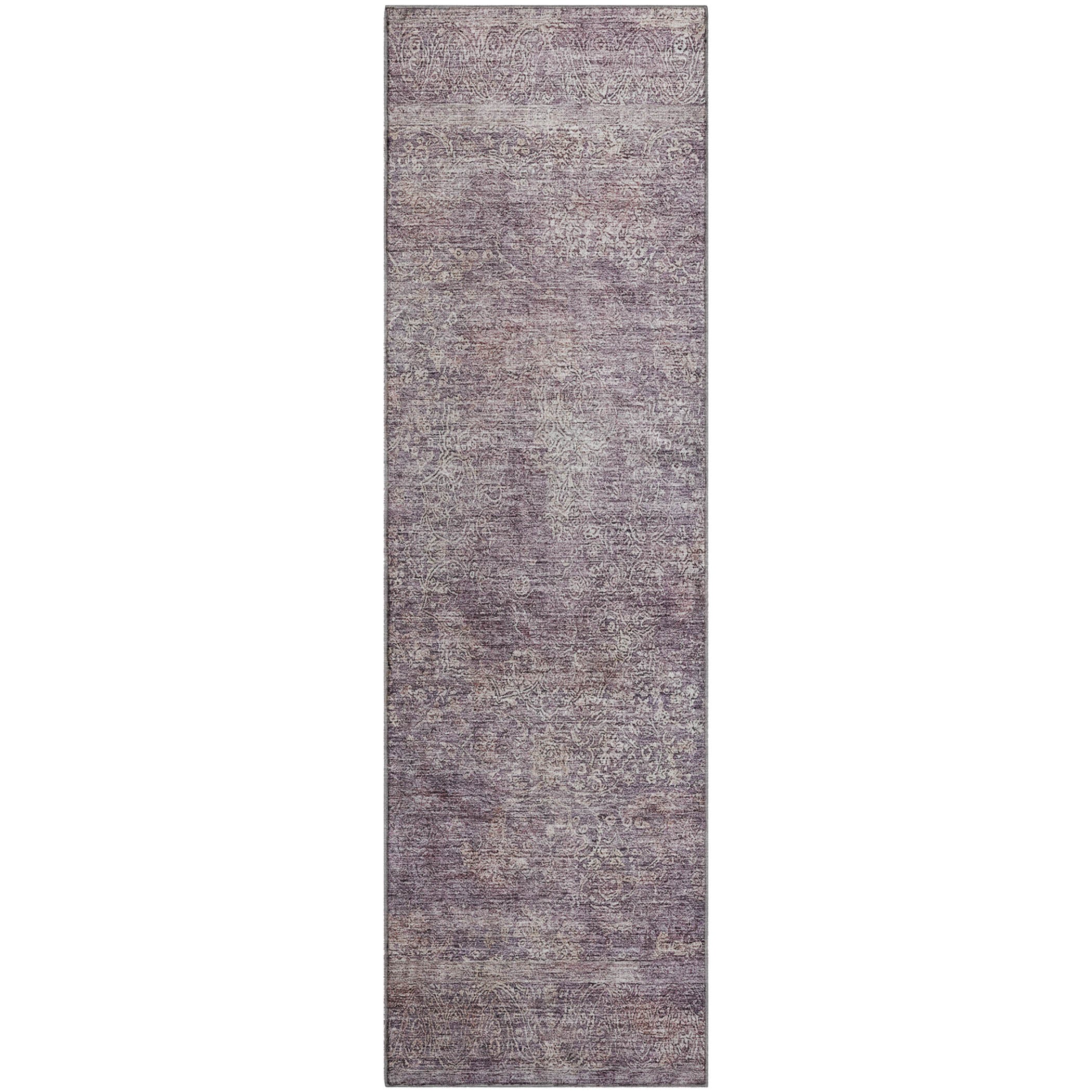 Lucerne Machine Washable Traditional Plum Purple Rug 2'3" x 7'6" #shape_Runner