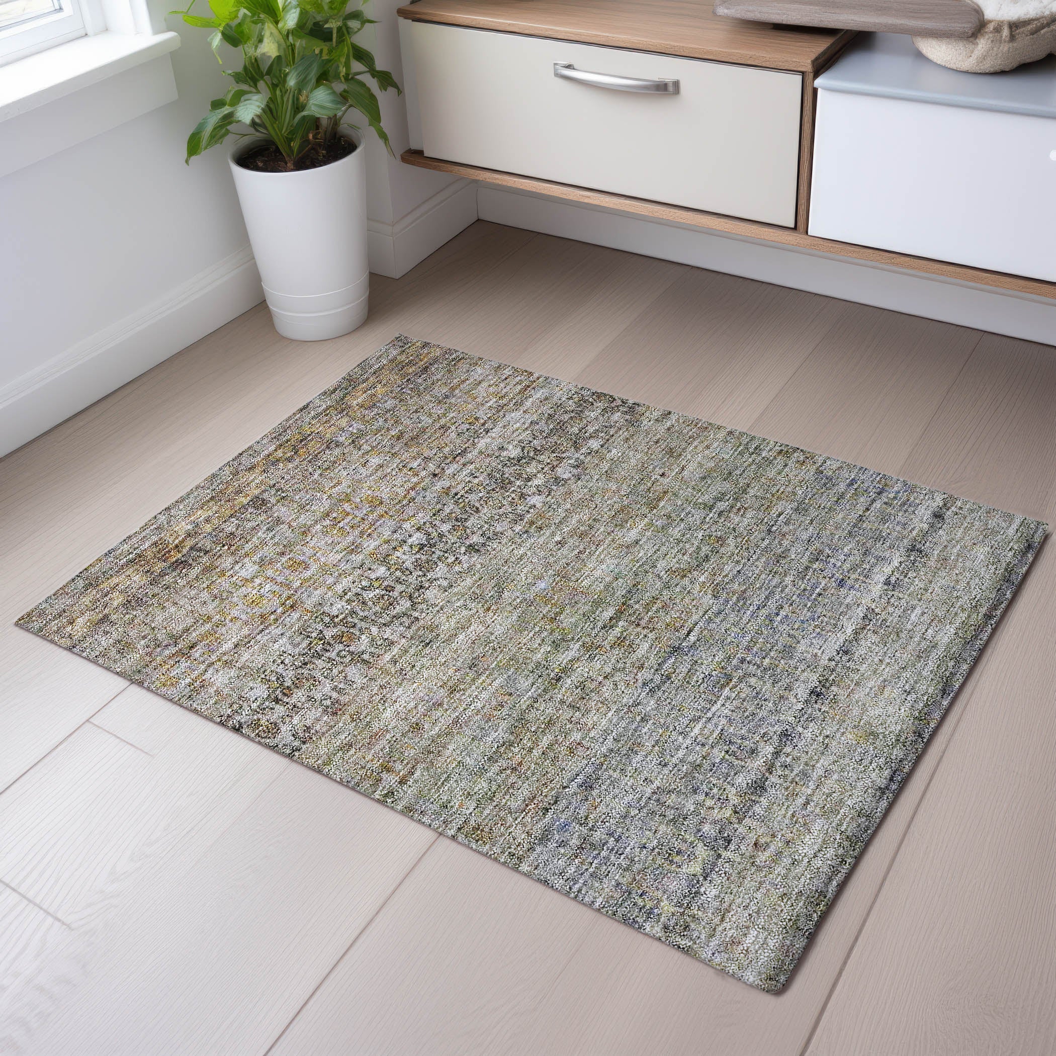 Bergen Machine Washable Traditional Seafoam Blue Rug 1'8" x 2'6" #shape_Rectangle