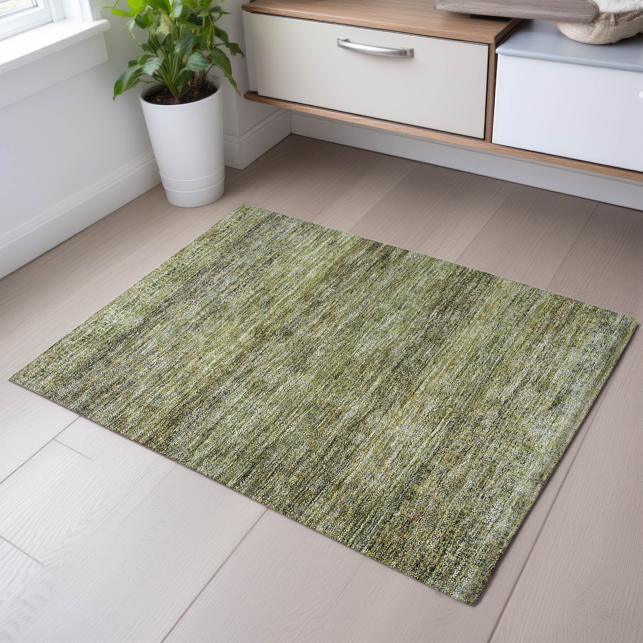 Athens Machine Washable Transitional Aloe Green Rug 1'8" x 2'6" #shape_Rectangle